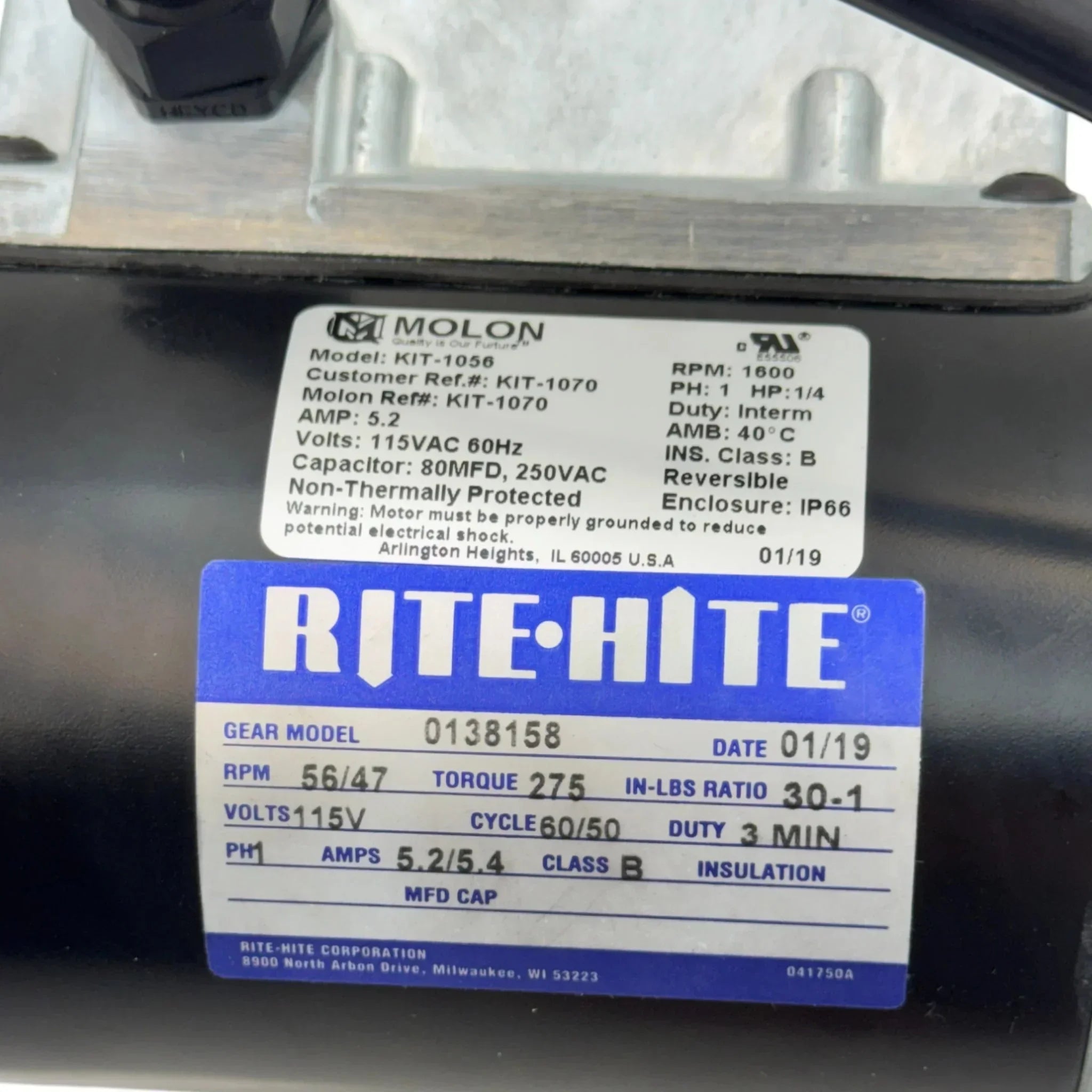 0138158 Genuine Rite Hite Motor Single Phase