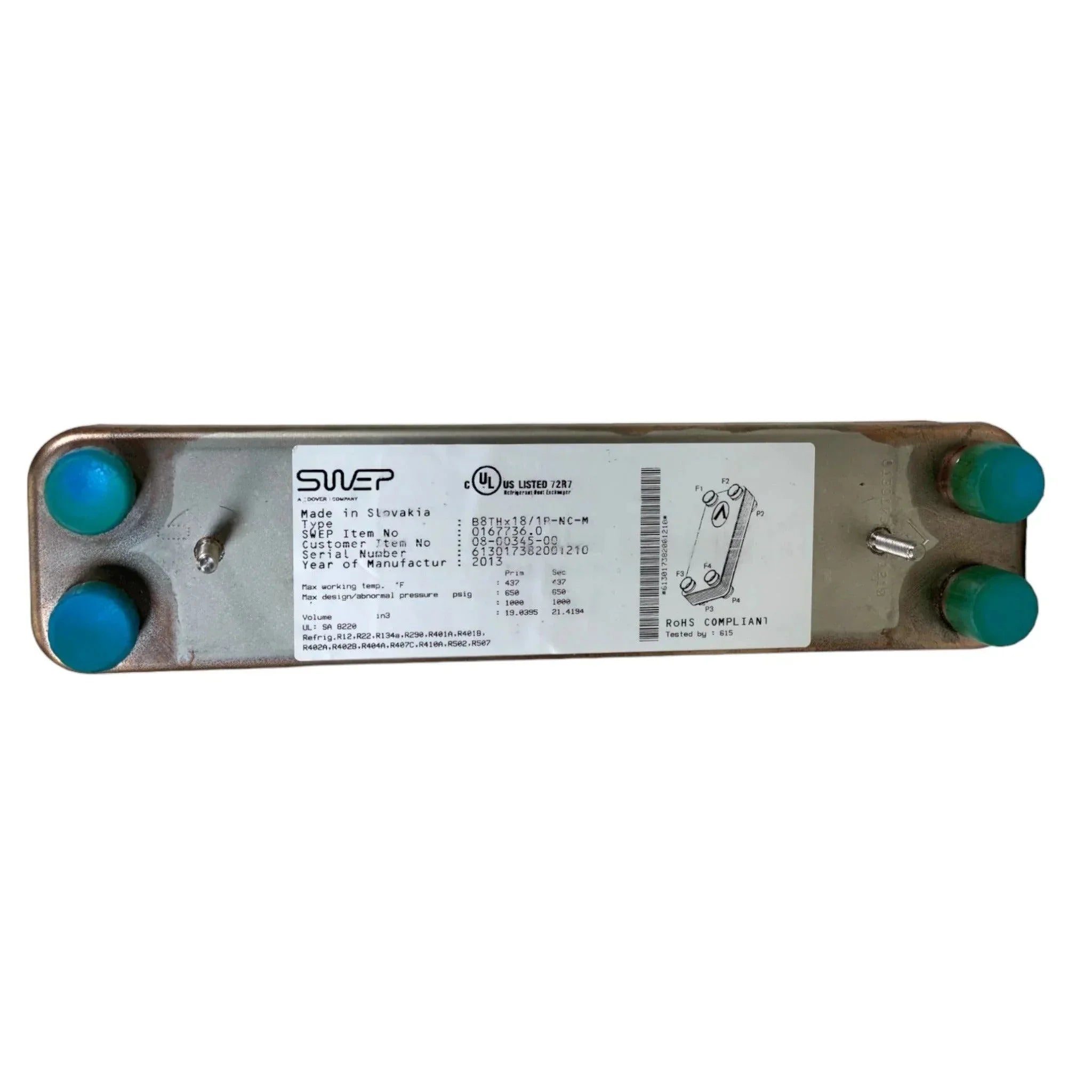 08-00345-00 Swep Plate Heat Exchanger
