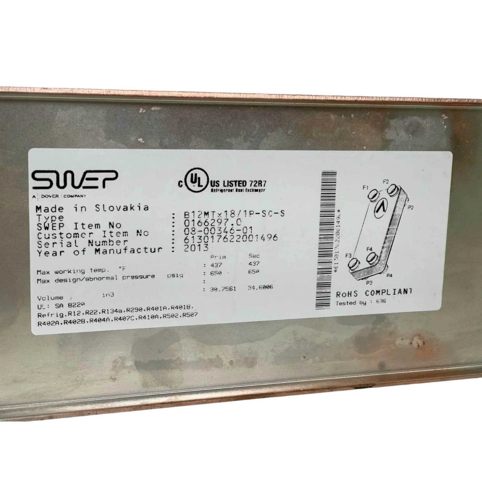 08-00346-01 Swep Plate Heat Exchanger