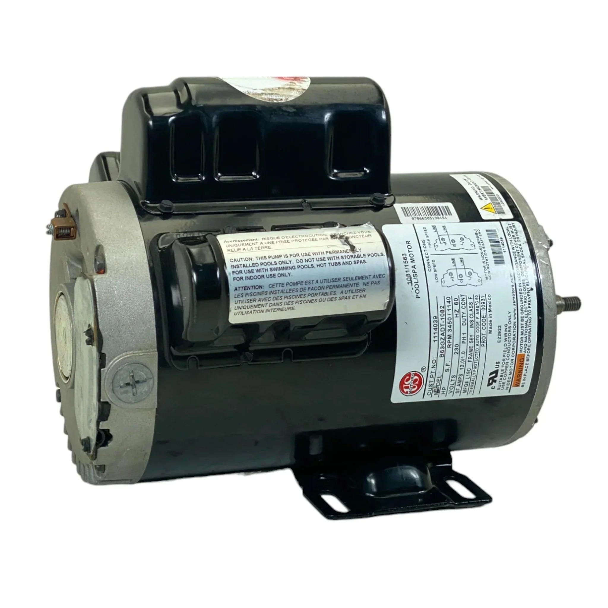 1114039 Us Motors Spa Motor B63Gzadt-1082 Model