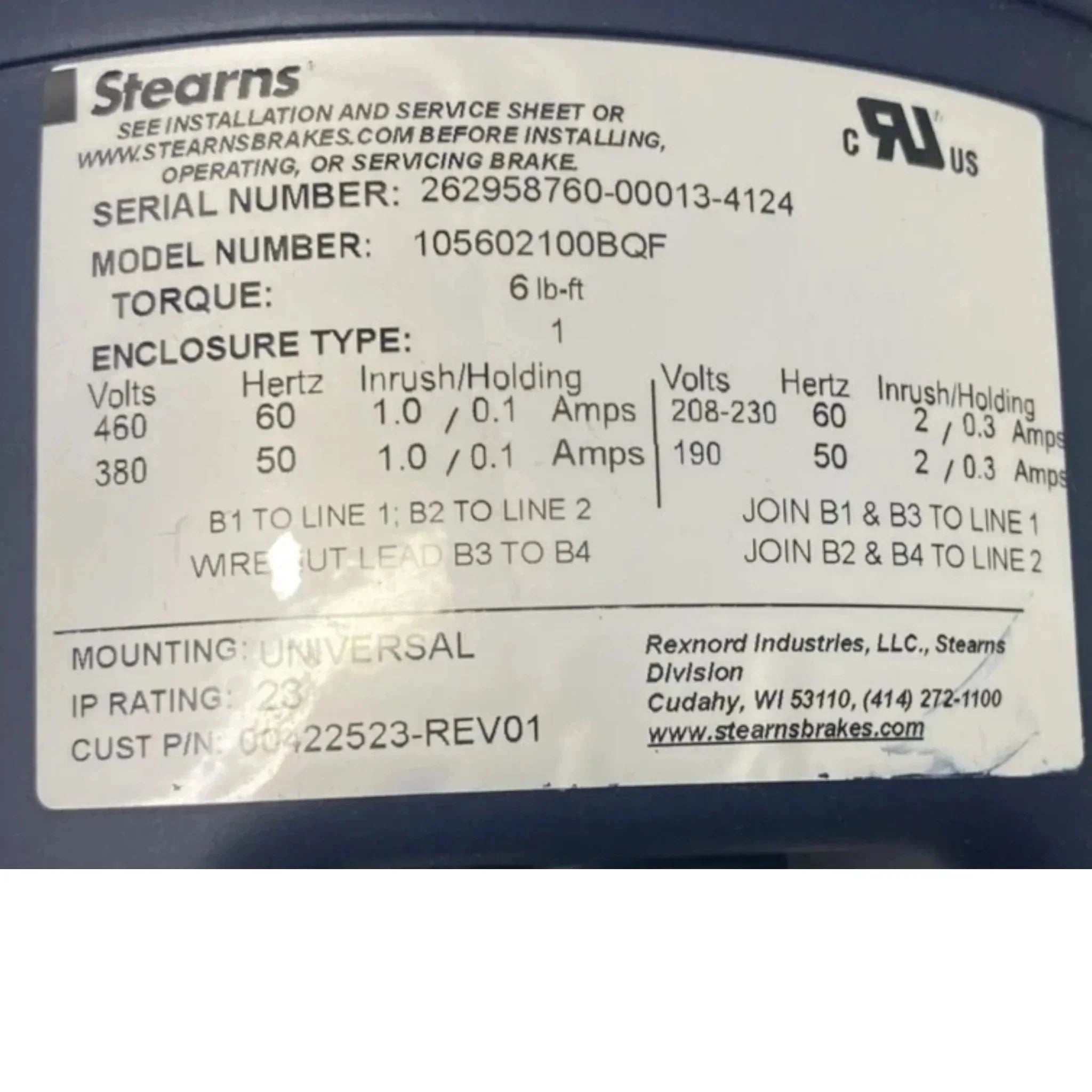 114157.00 Leeson Brake Motor 230/460V