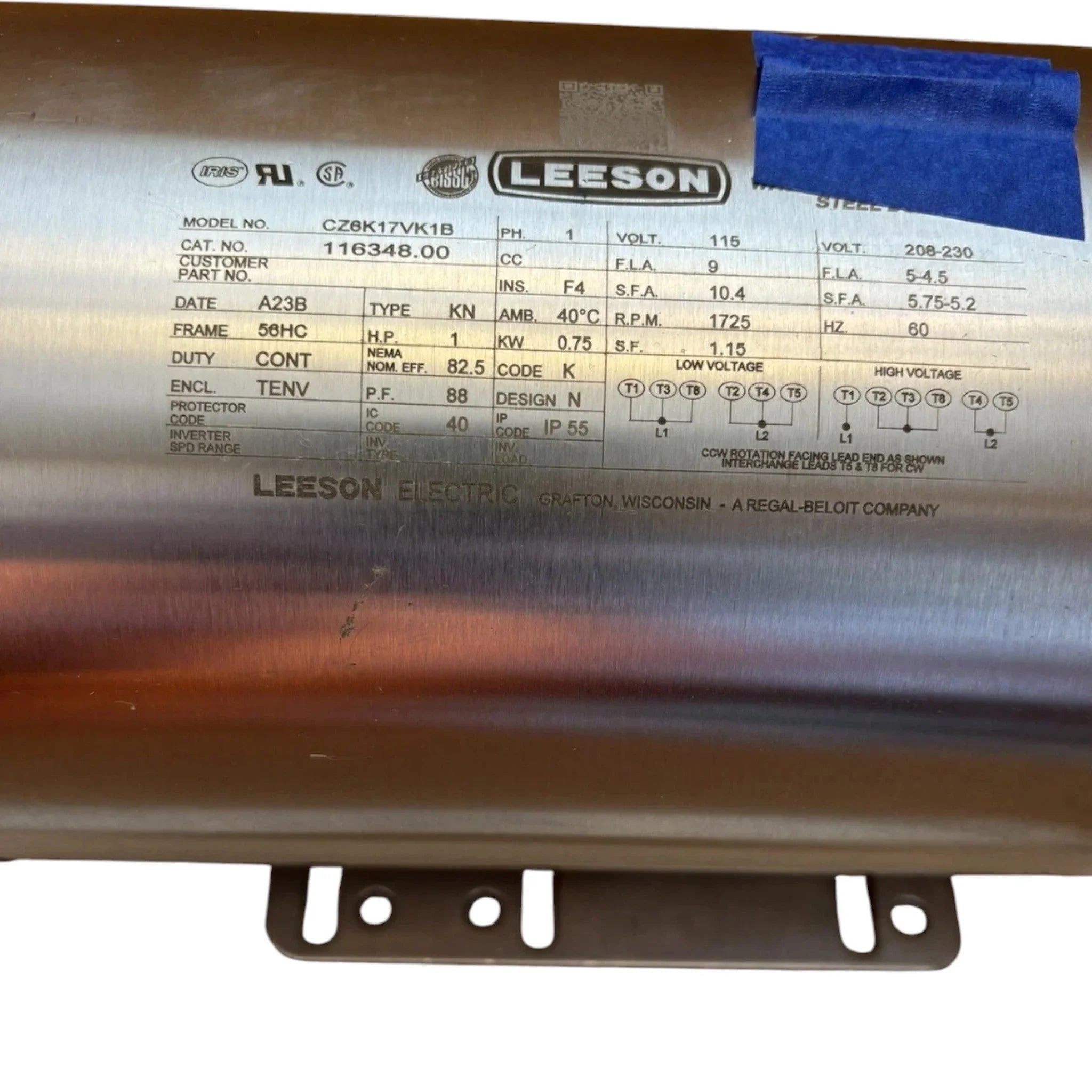 116348.00 Leeson Stainless Washdown Motor