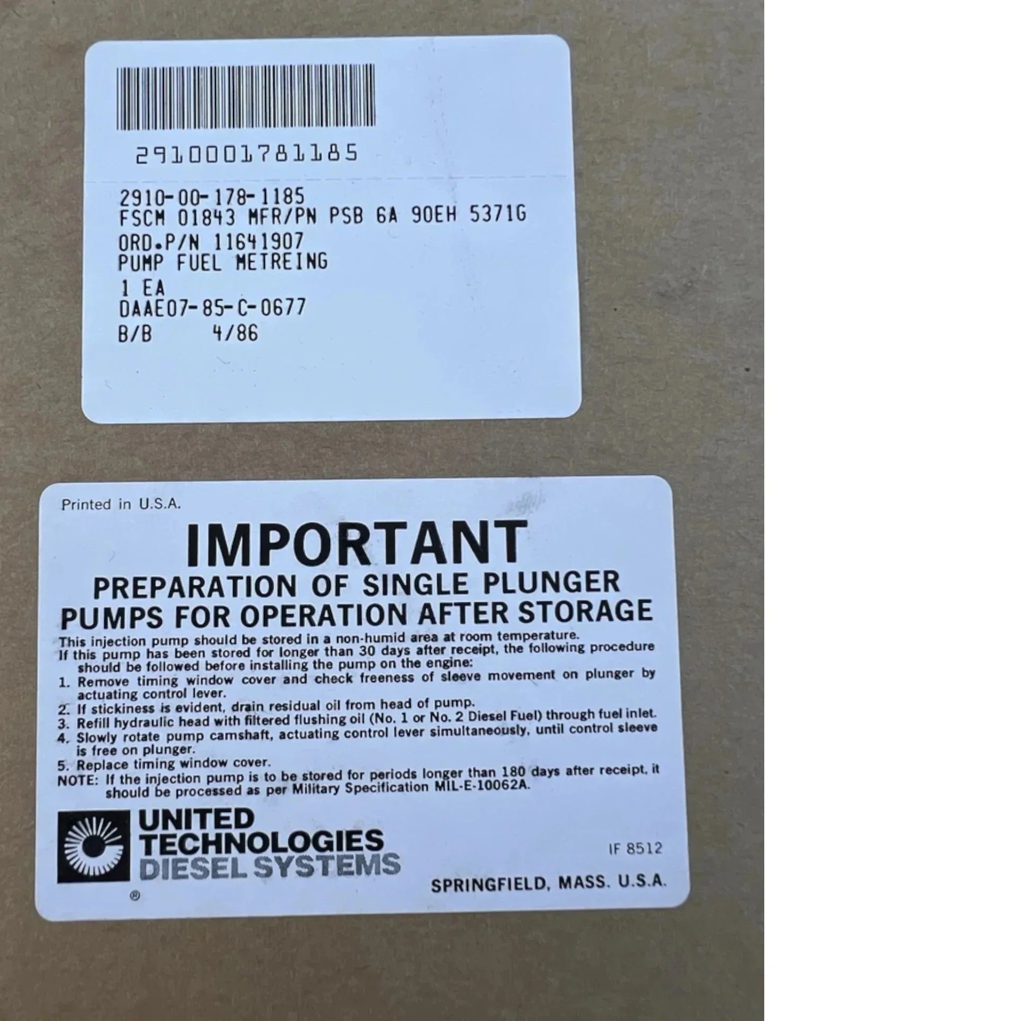 11641907-LDS465-2 Genuine United Technologies Fuel Pump