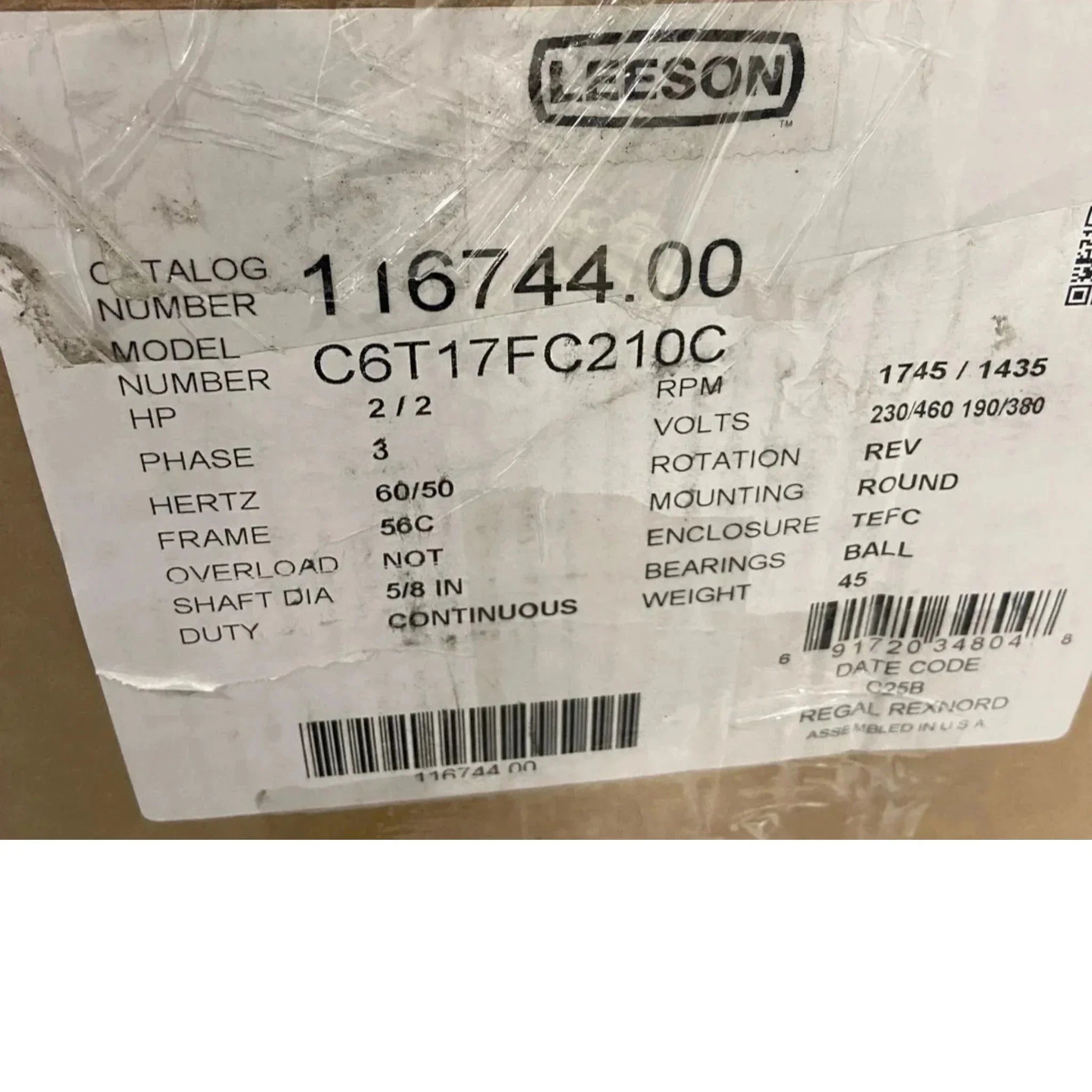 116744.00 Leeson Electric Motor 230-460V