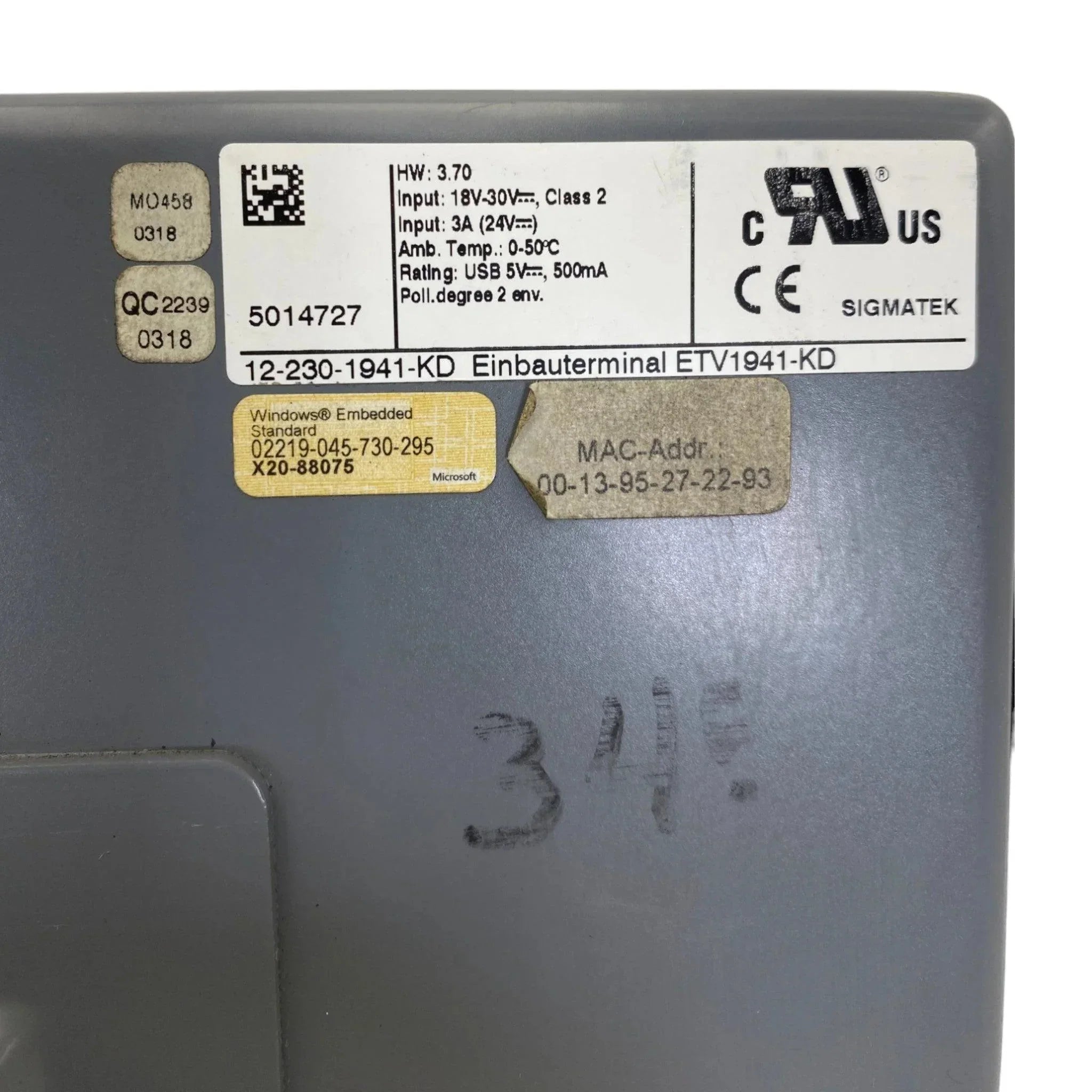 12-230-1941-KD Desma Control Panel With Tactile Touch Screen