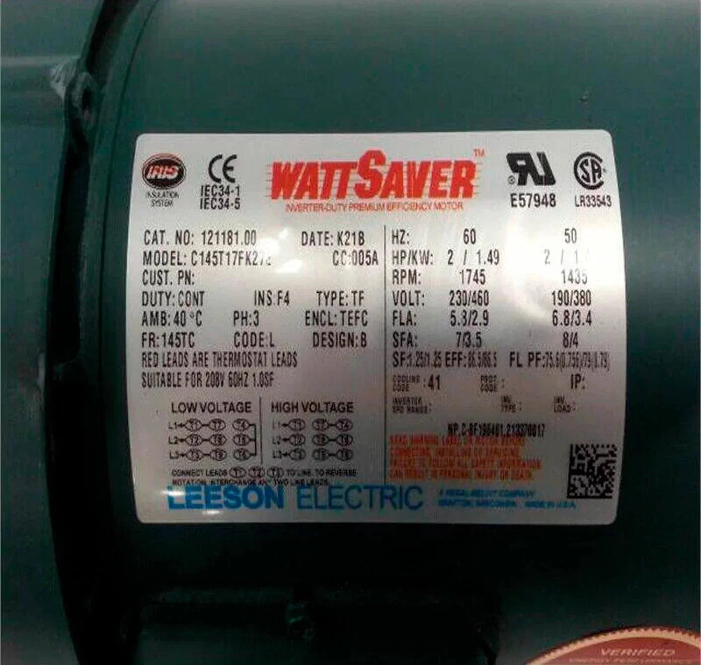121181.00 Genuine Leeson General Purpose Motor*