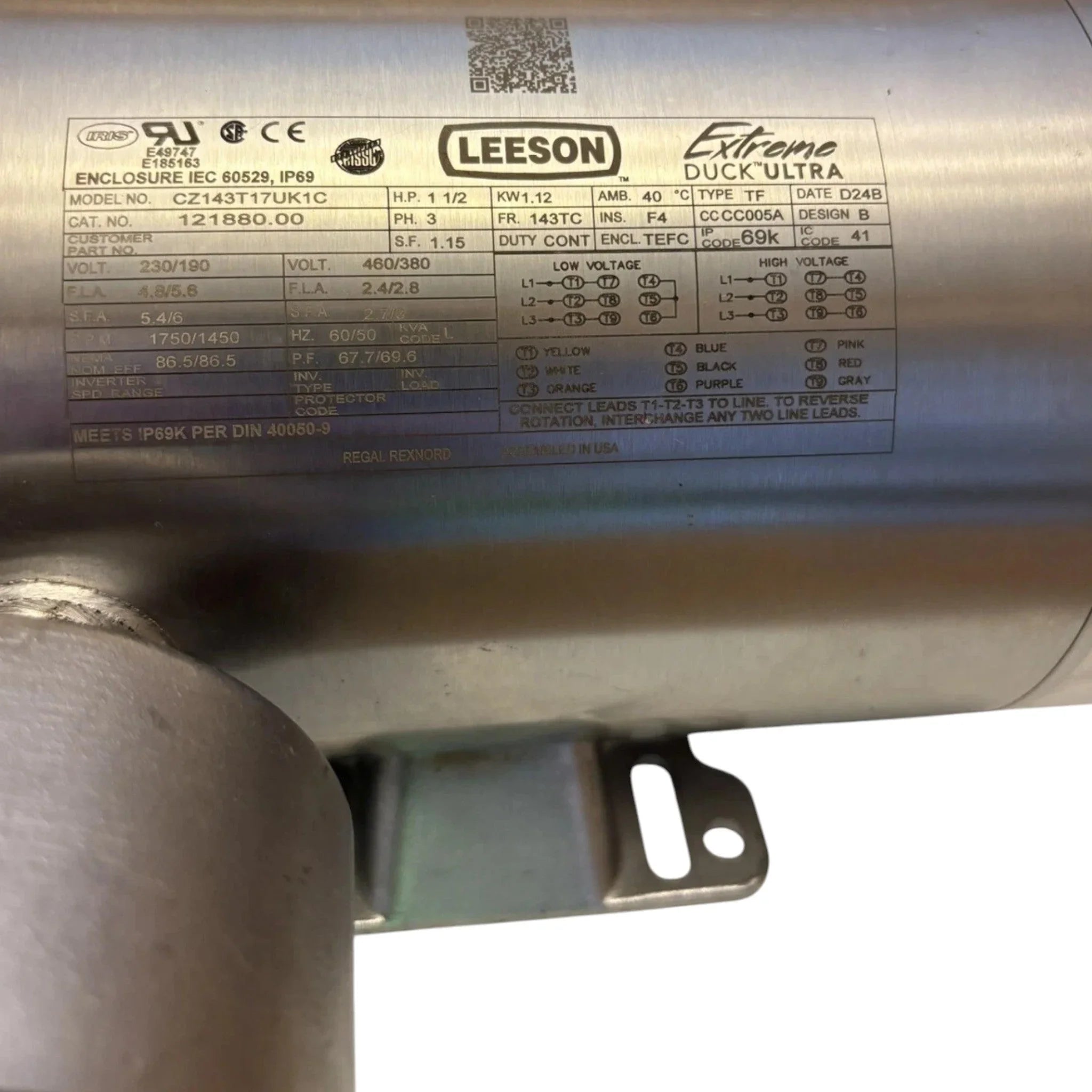 121880.00 Leeson 3ph Ultra Washdown Motor