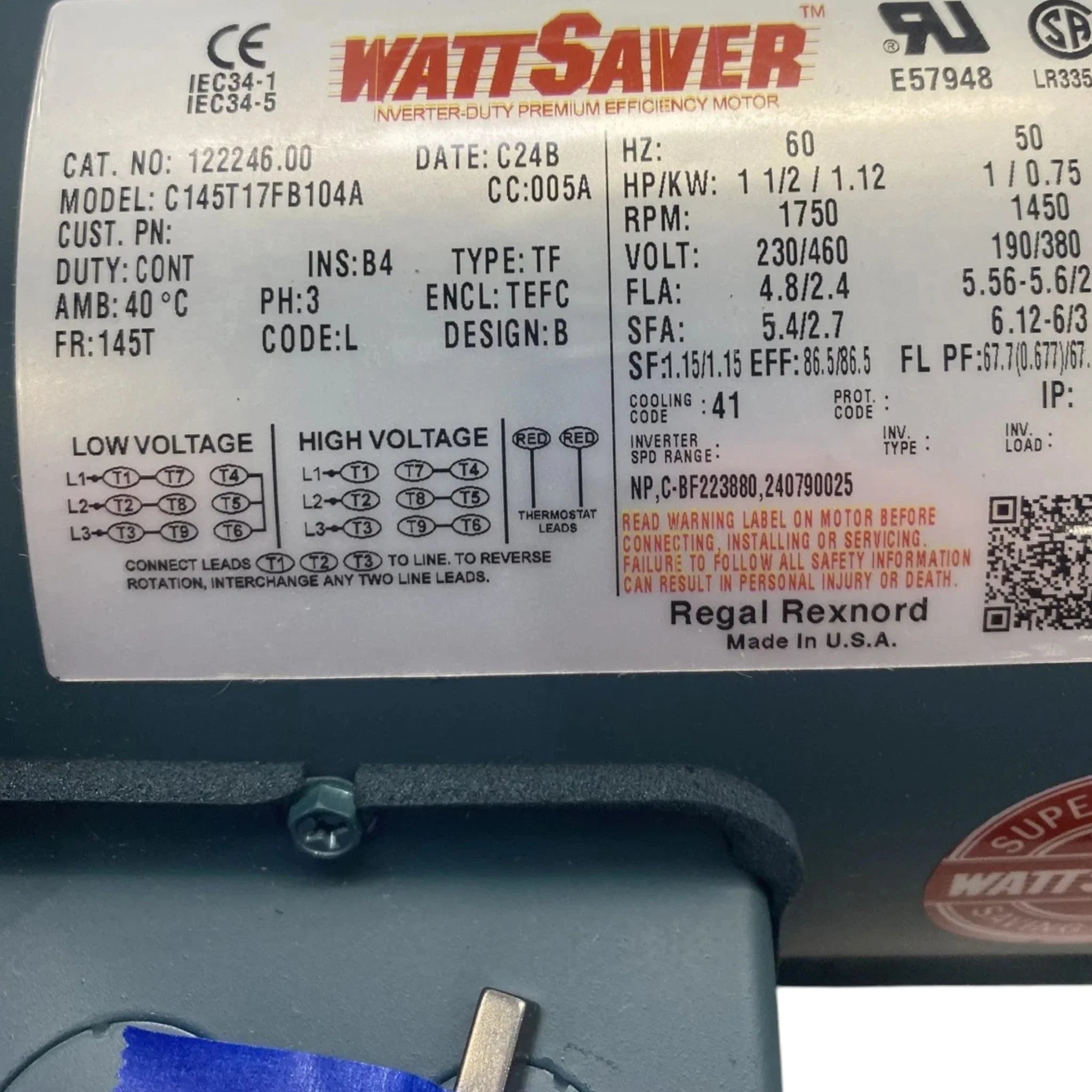 122246.00 Lesson Motor 3 Phase Enclosed