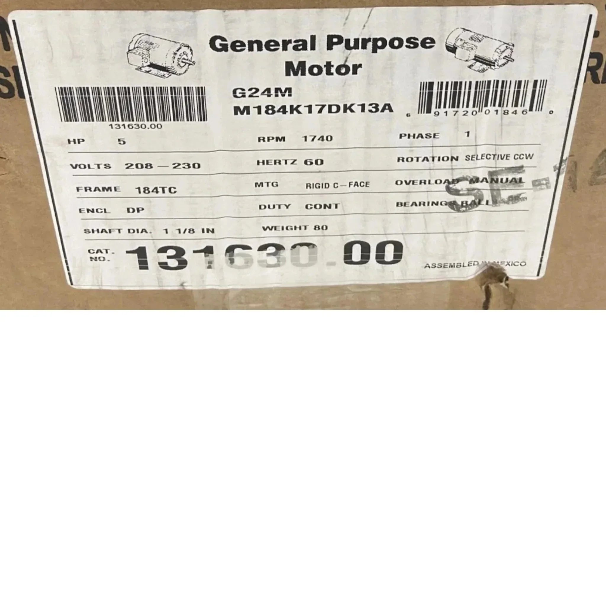 131630.00 Leeson General Purpose Motor 208/230V