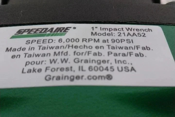 21AA52 Speedaire Impact Wrench Air Powered 6000 RPM