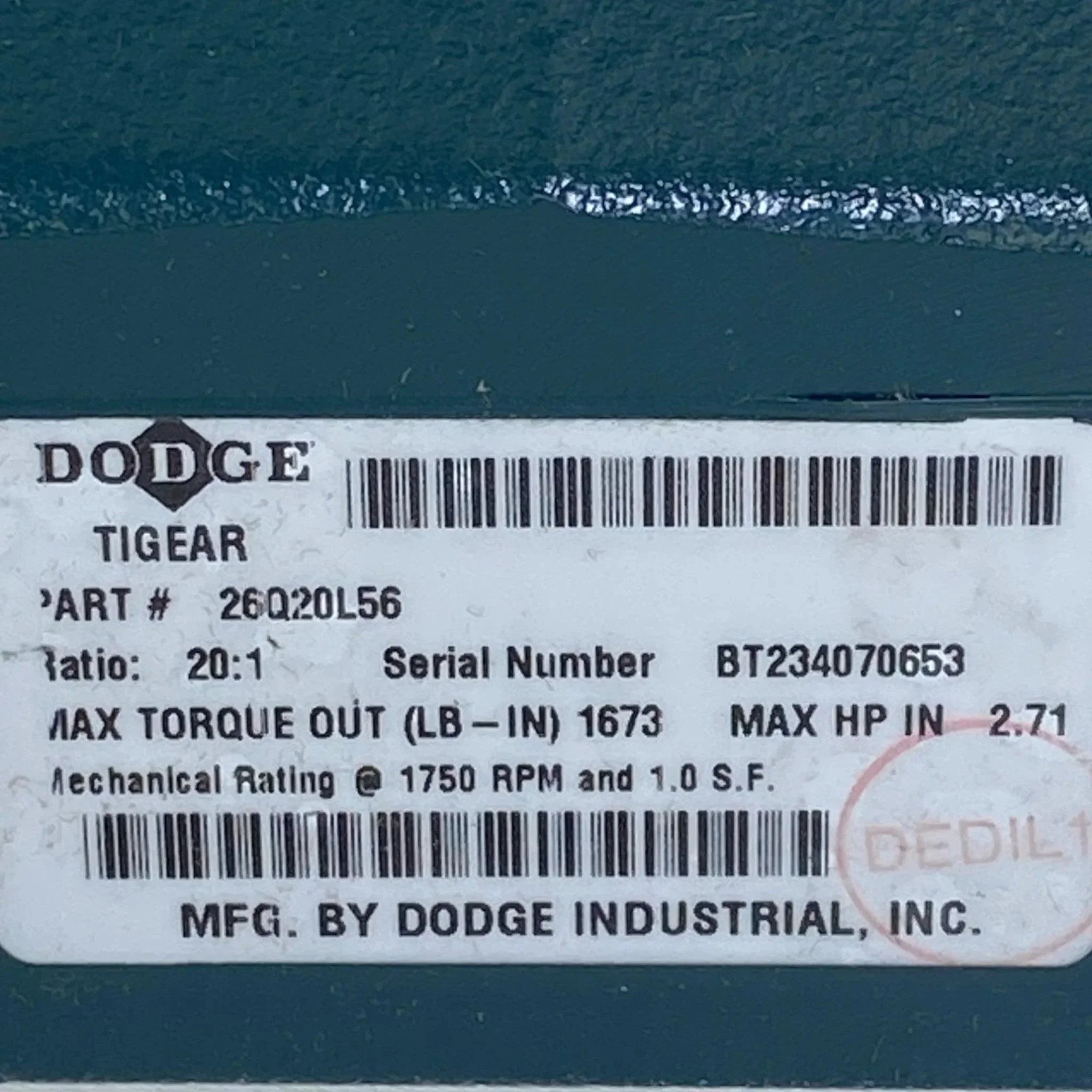 26Q20L56 Genuine Dodge Tigear Speed Reducer 20:1 Ratio