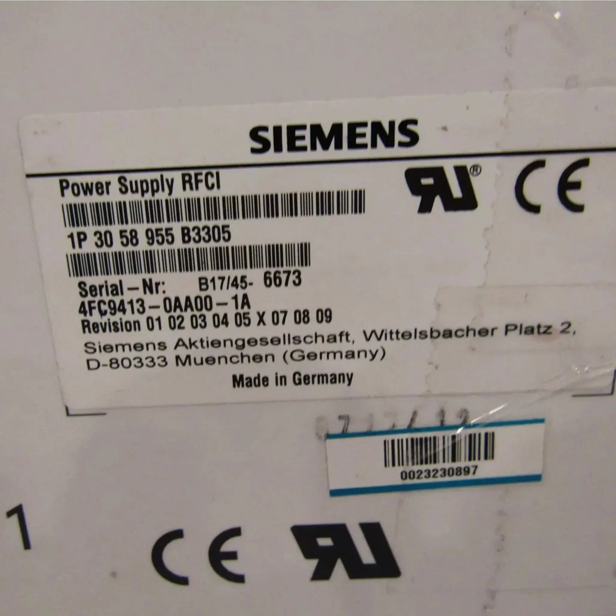3058955 Genuine Siemens RFCI Power Supply 230V