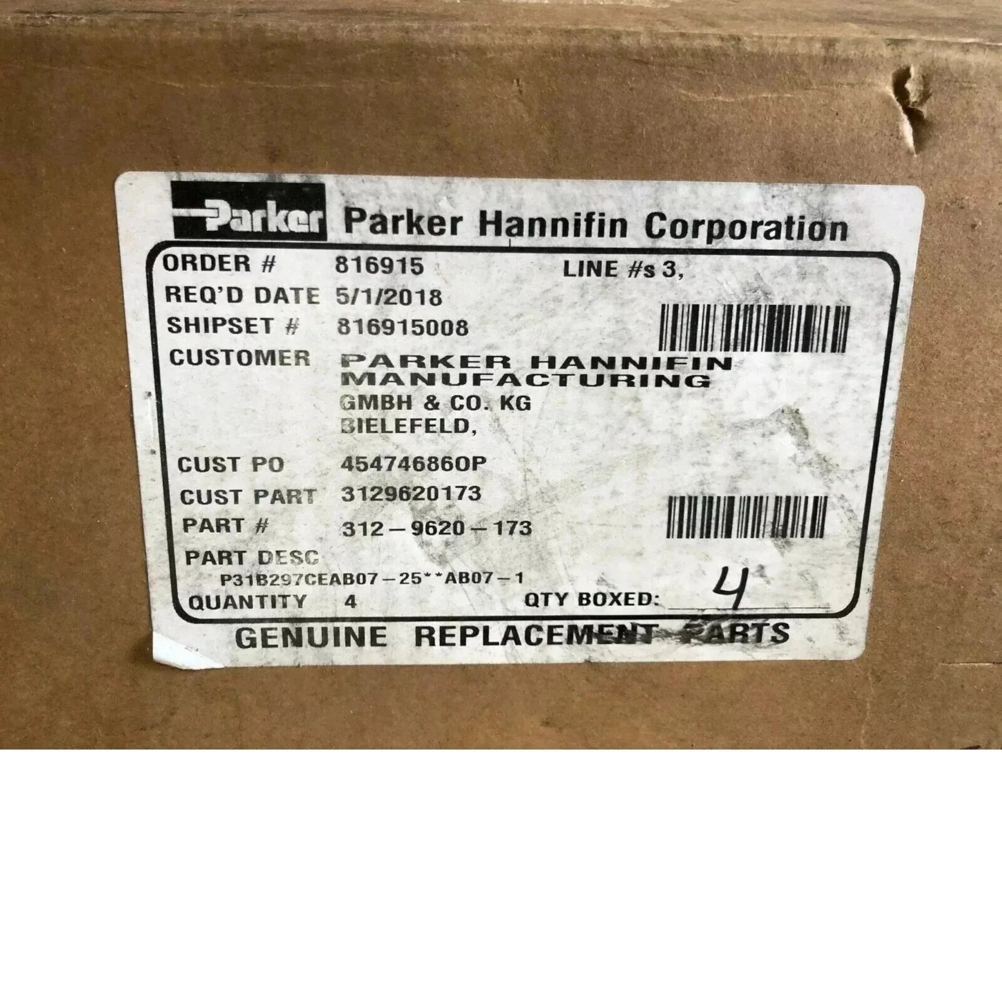 312-9620-173 Genuine Parker Hydraulic Gear Pump