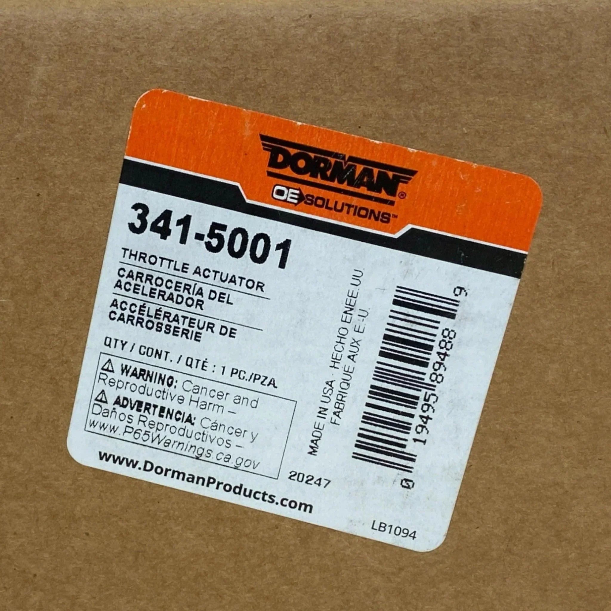 341-5001 Dorman Air Intake Throttle Valve