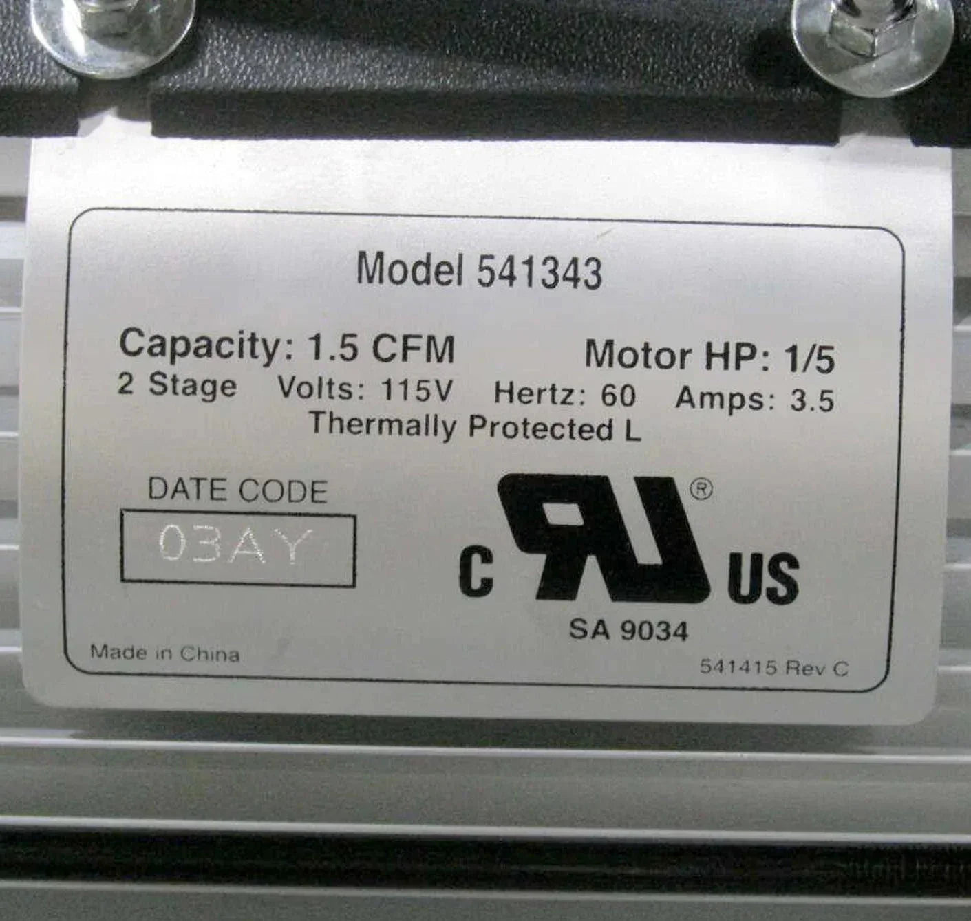 541343 Genuine Robinair Vacuum Pump 1.5 Cfm