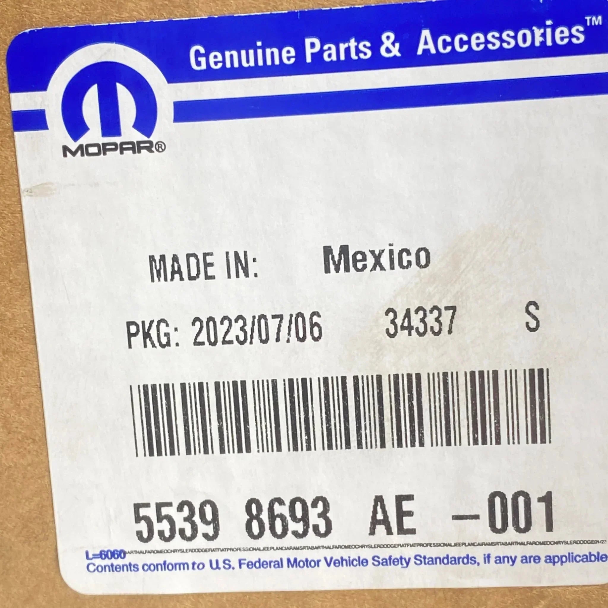 55398693AE Genuine Mopar Fuel Pump Module