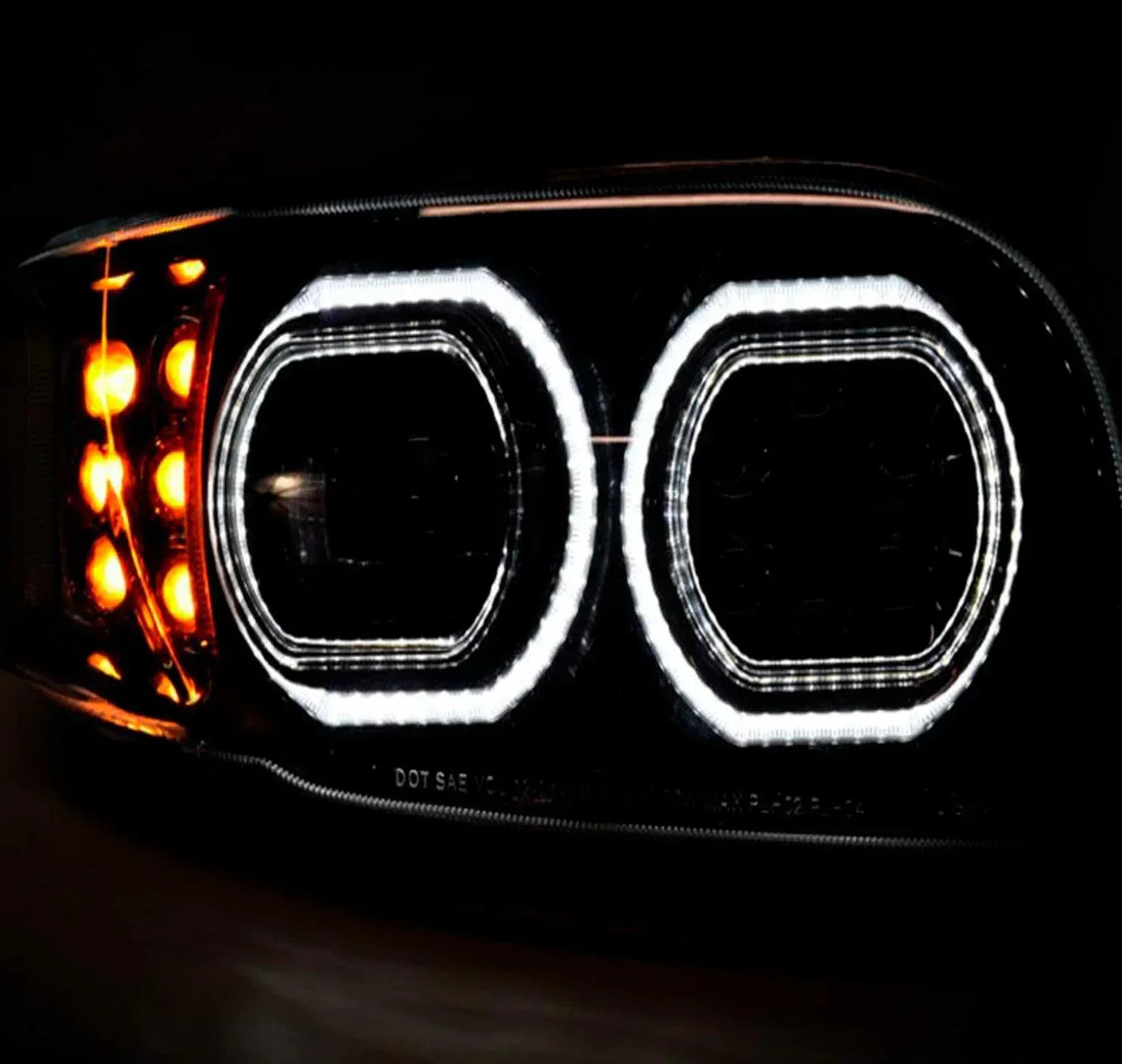 55660 Raney'S Left Blackout Projector Headlight With Halo Ring For Peterbilt