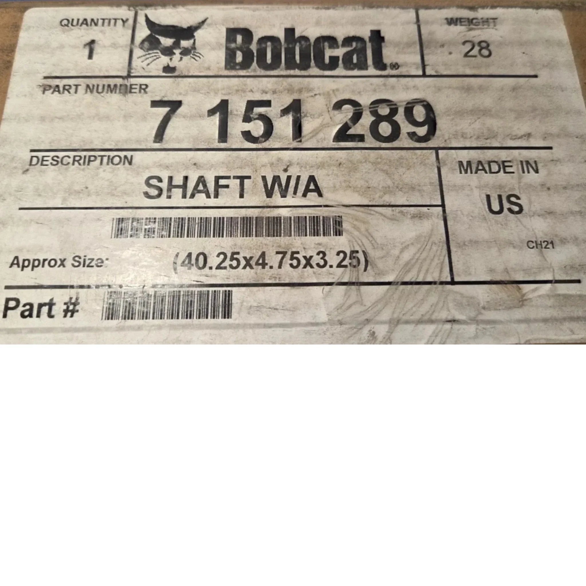 7 151 289 Genuine Bobcat Shaft For Excavators