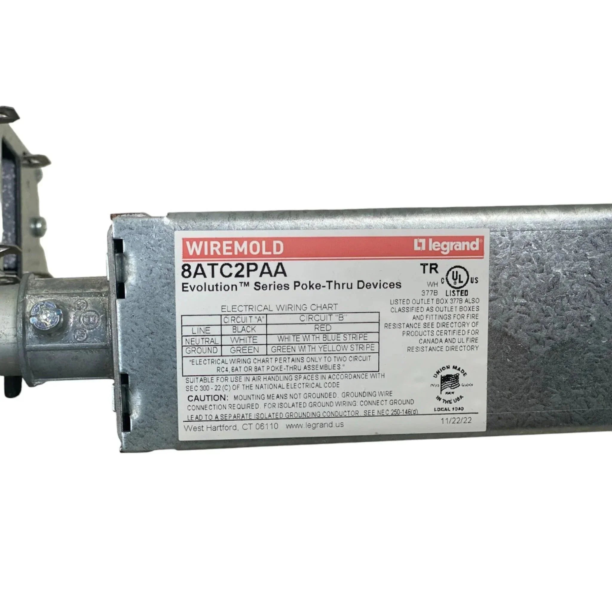 8ATC2PAA Genuine Wiremold 8" Evolution Surface Style Poke-Thru Device