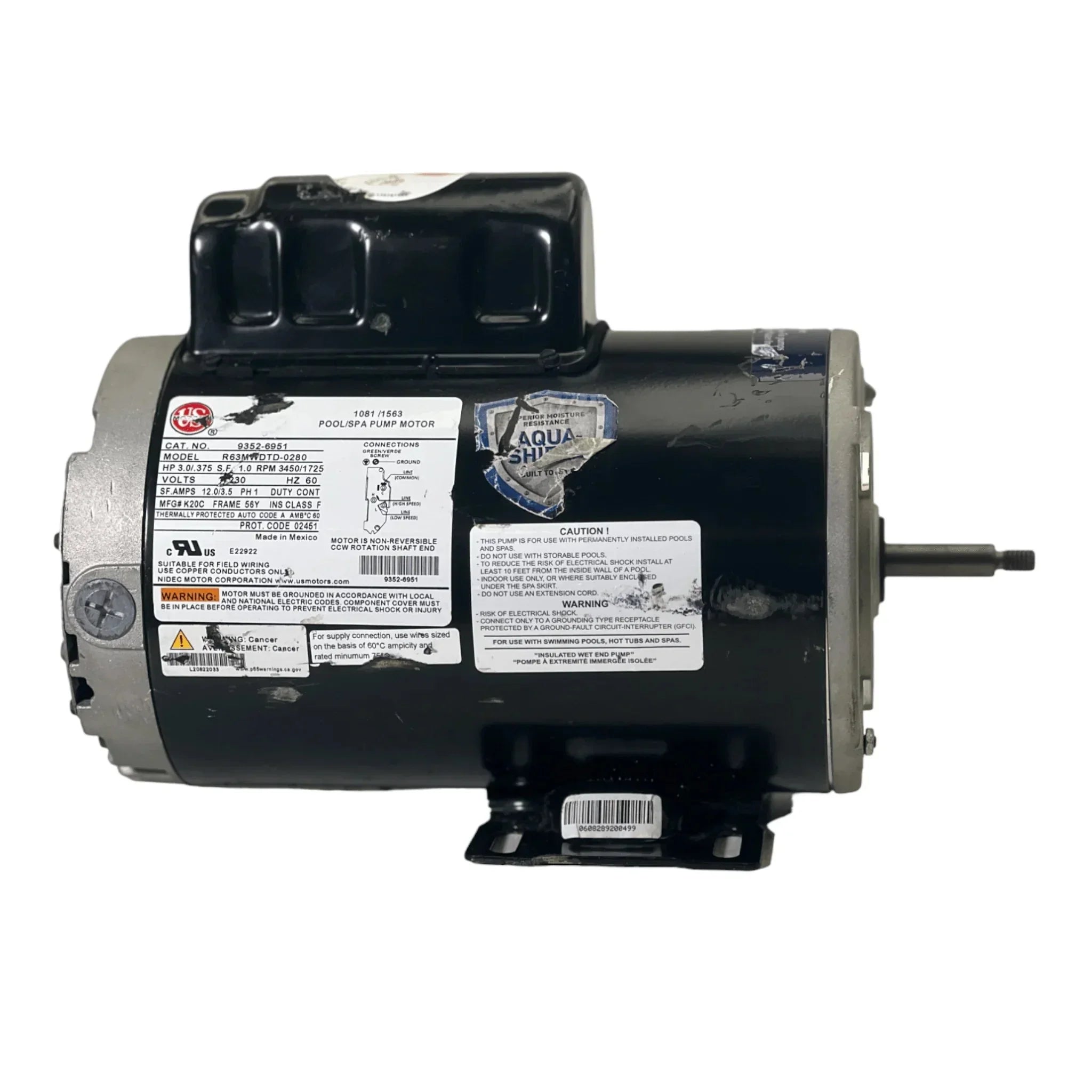 9352-6951 Us Motors Spa Motor R63Mwdtd-0280 Model