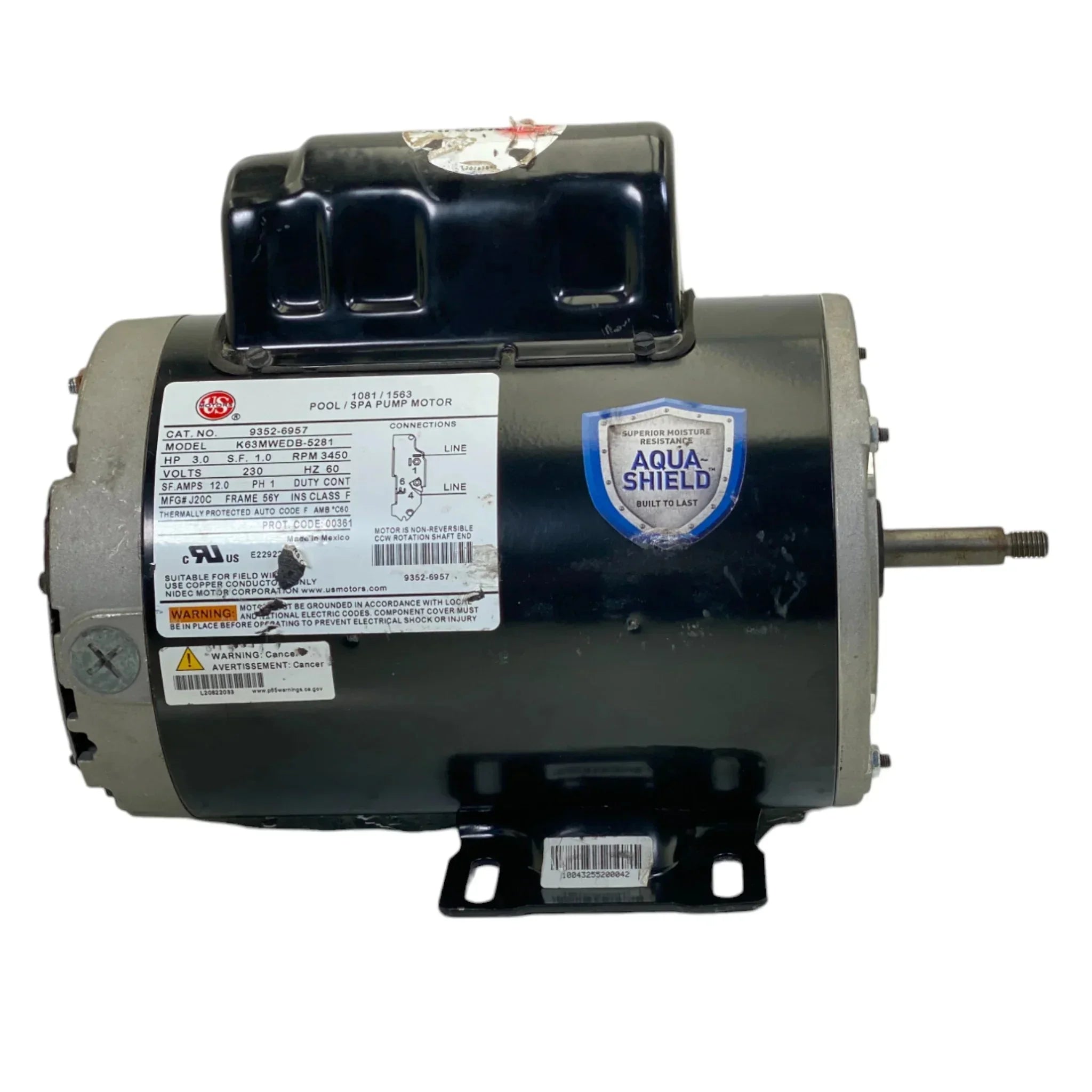 9352-6957 Us Motors Spa Motor K63Mwedb-5281 Model