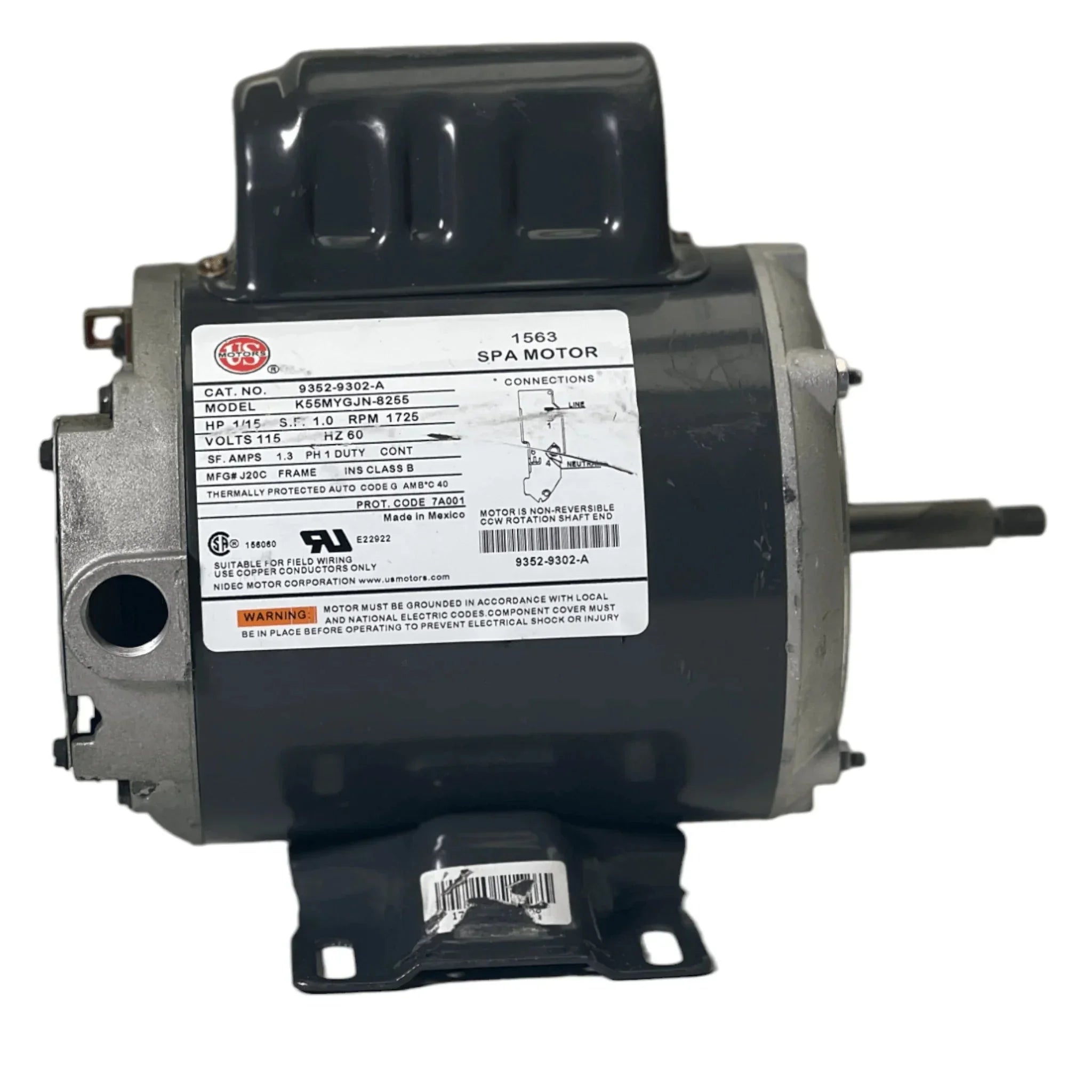 9352-9302-A Us Motors Spa Motor K55Mygjn-8255 Model