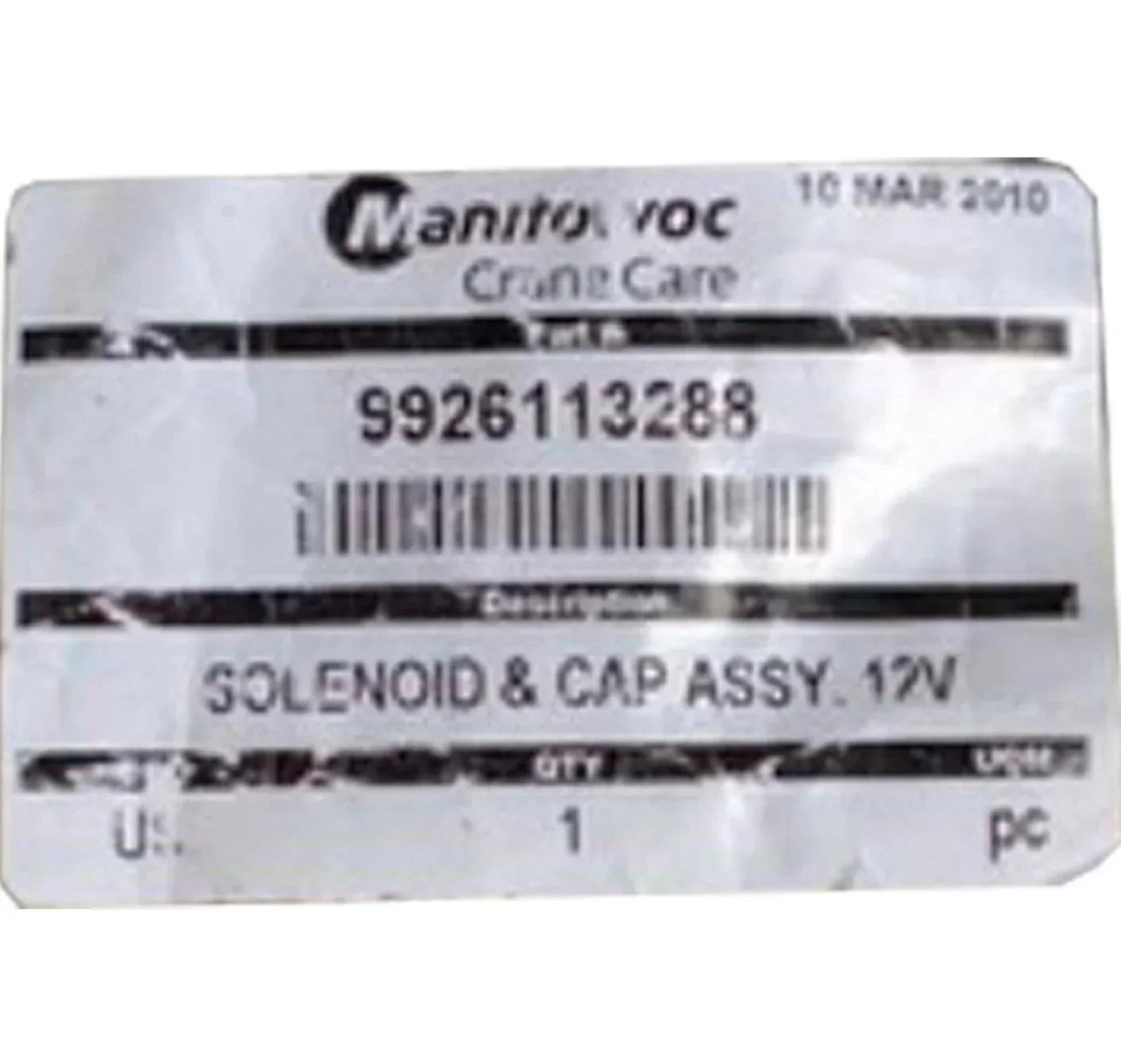 9926113288 Genuine Manitowoc Solenoid & Cap Assembly 12V