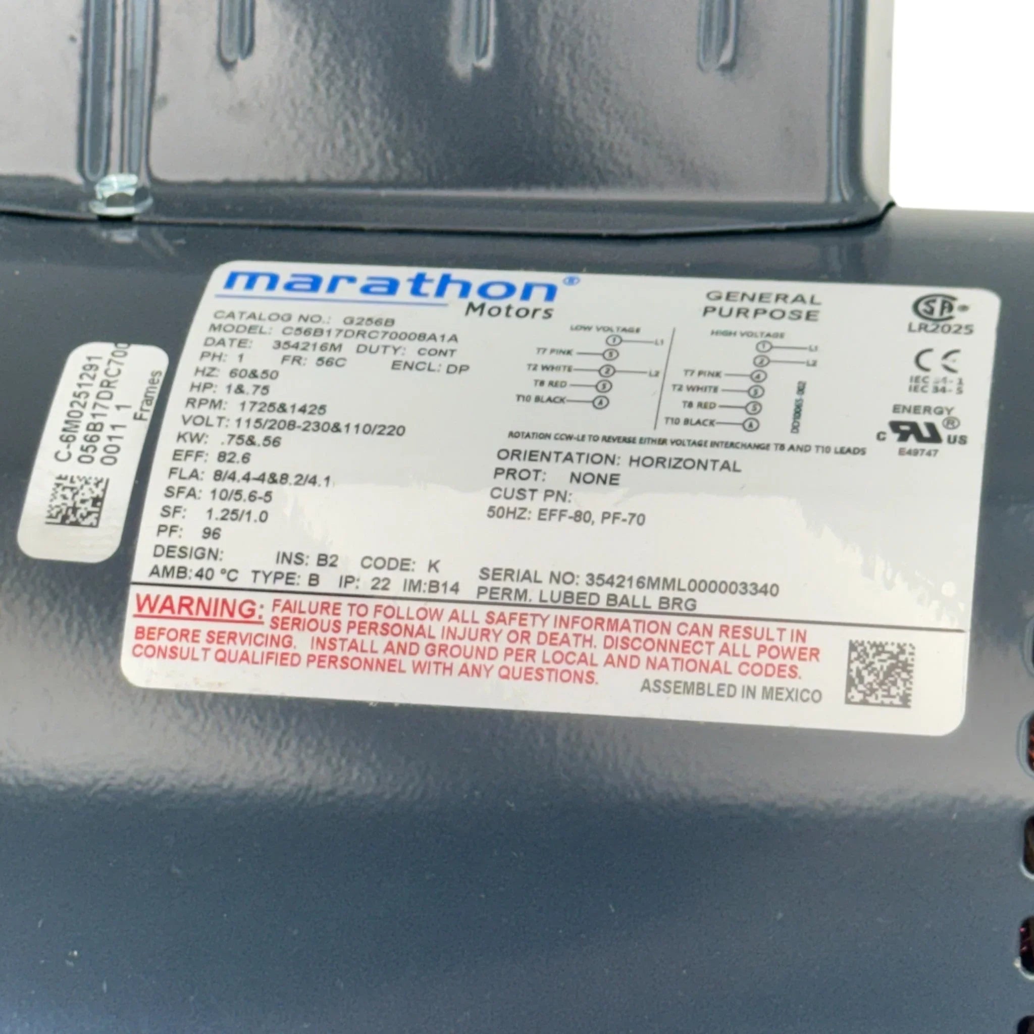 056B17DRC70008A1 Genuine Marathon General Purpose Motor 115/230V