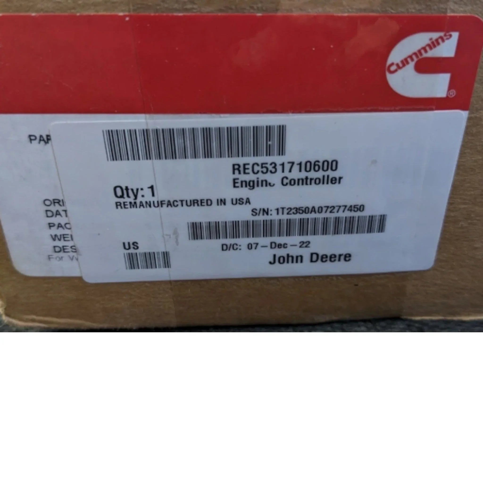 REC531710600 John Deere Engine Controller