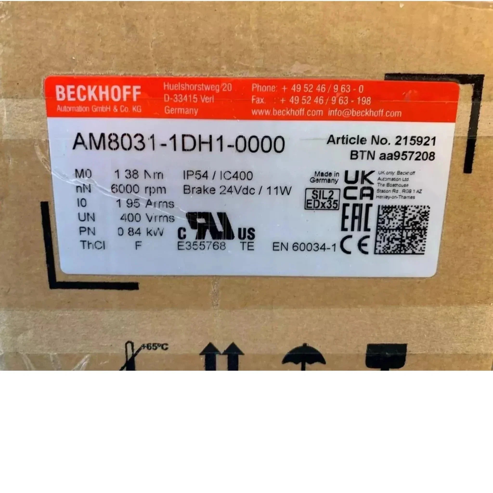 AM8031-1DH1-0000 Beckhoff Servo Motor