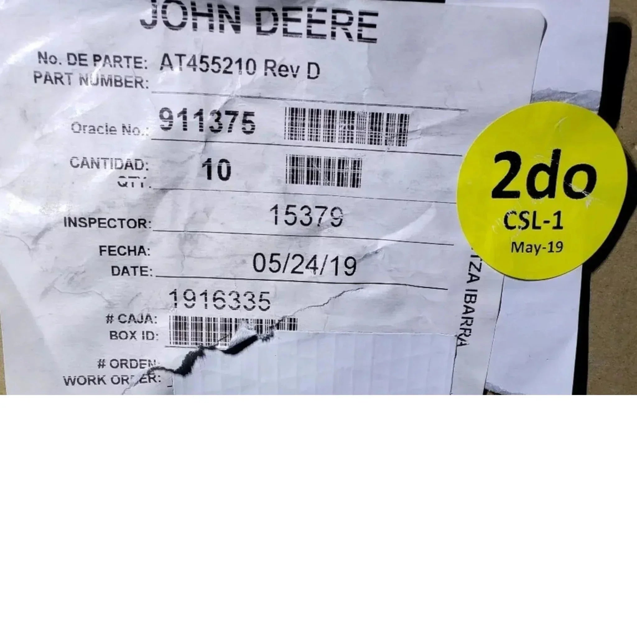 AT455210 John Deere Load Center Wiring Harness