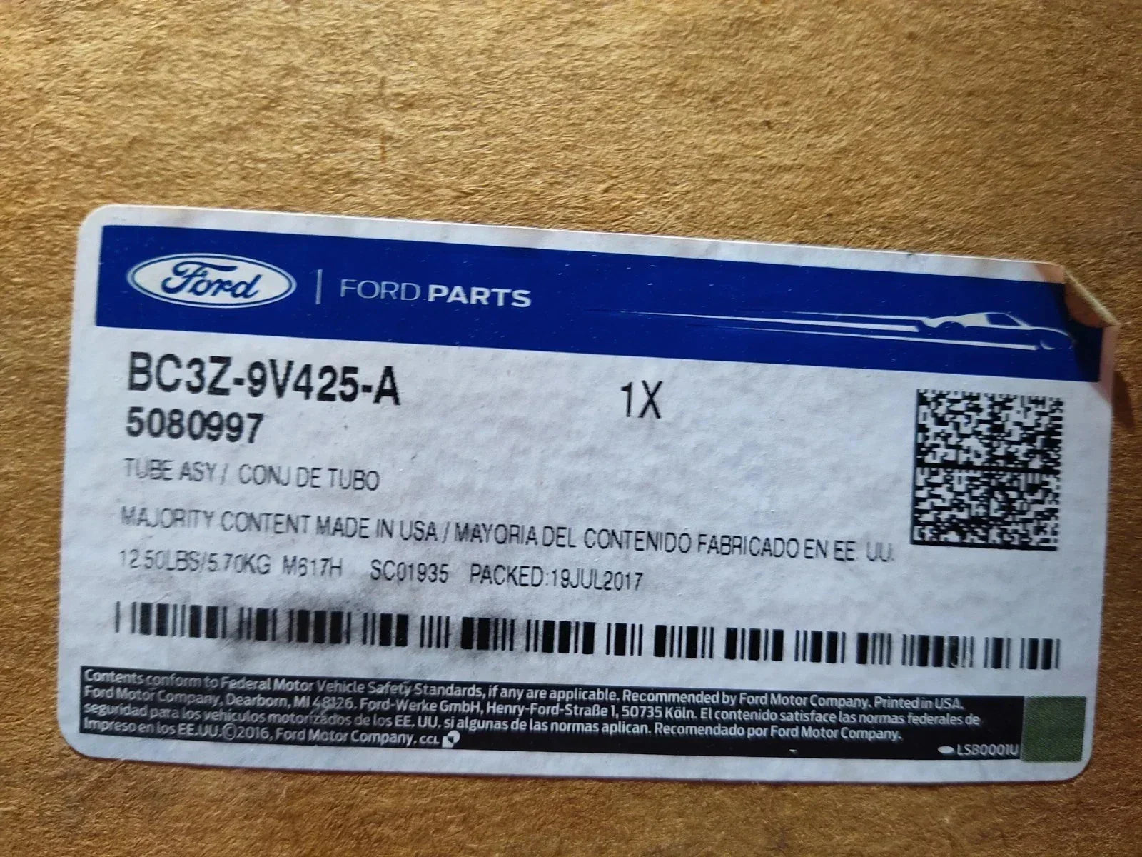 BC3Z 9V42 A Genuine Ford EGR Exhaust Gas Recirculation Cooler Tube