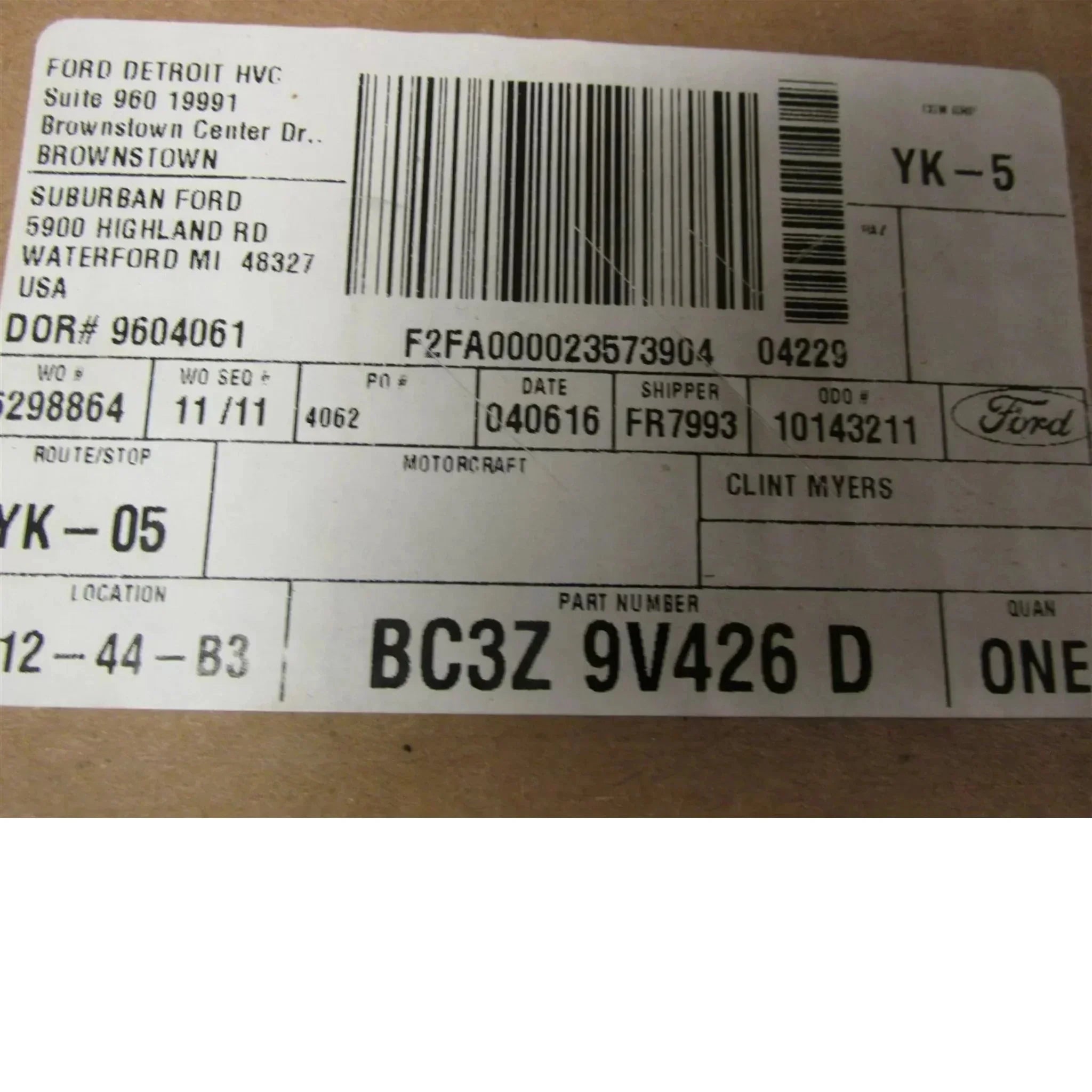 BC3Z9V426D Genuine Ford Housing