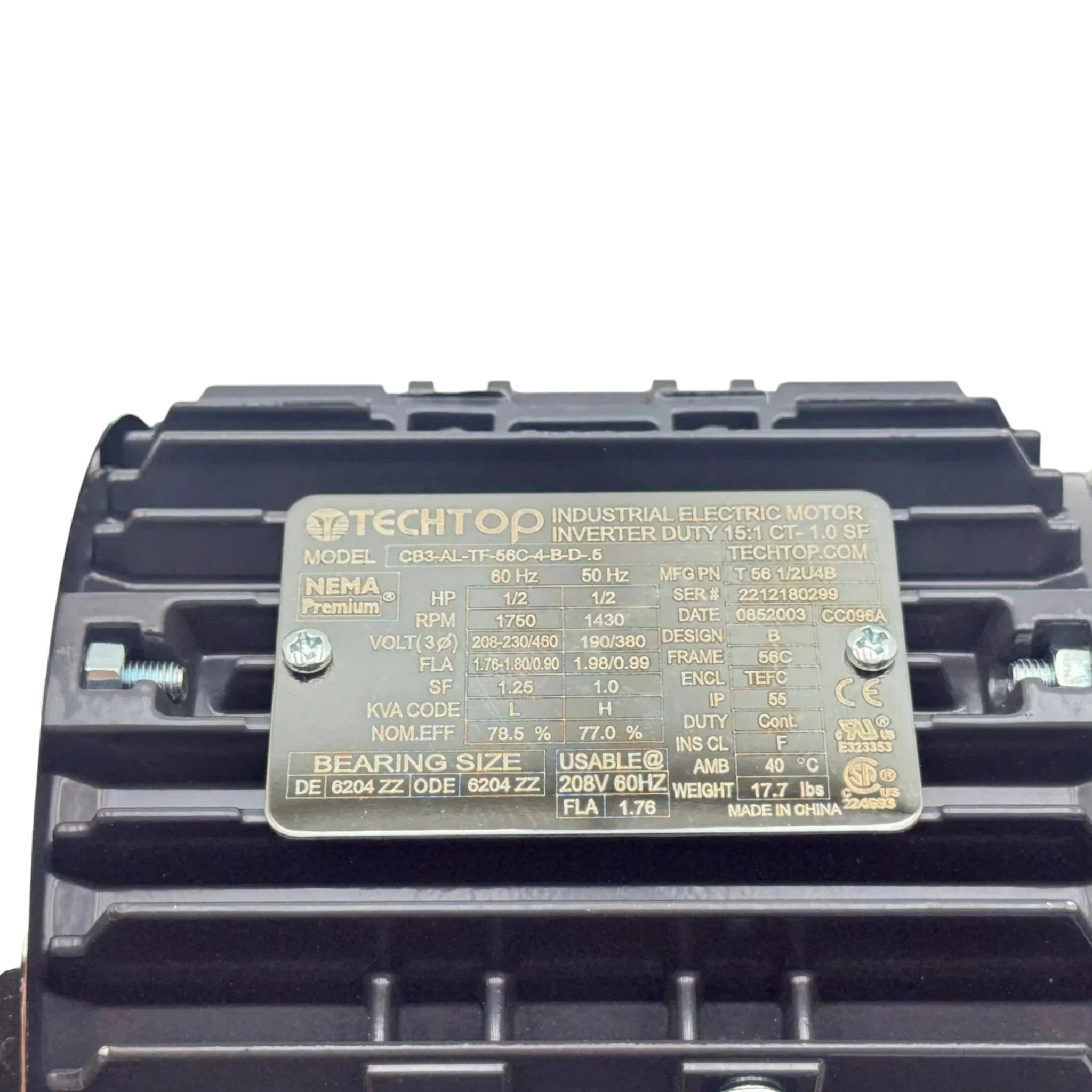 CB3-AL-TF-56C-4-B-D-.5 Genuine Techtop Motor 208-230/480V