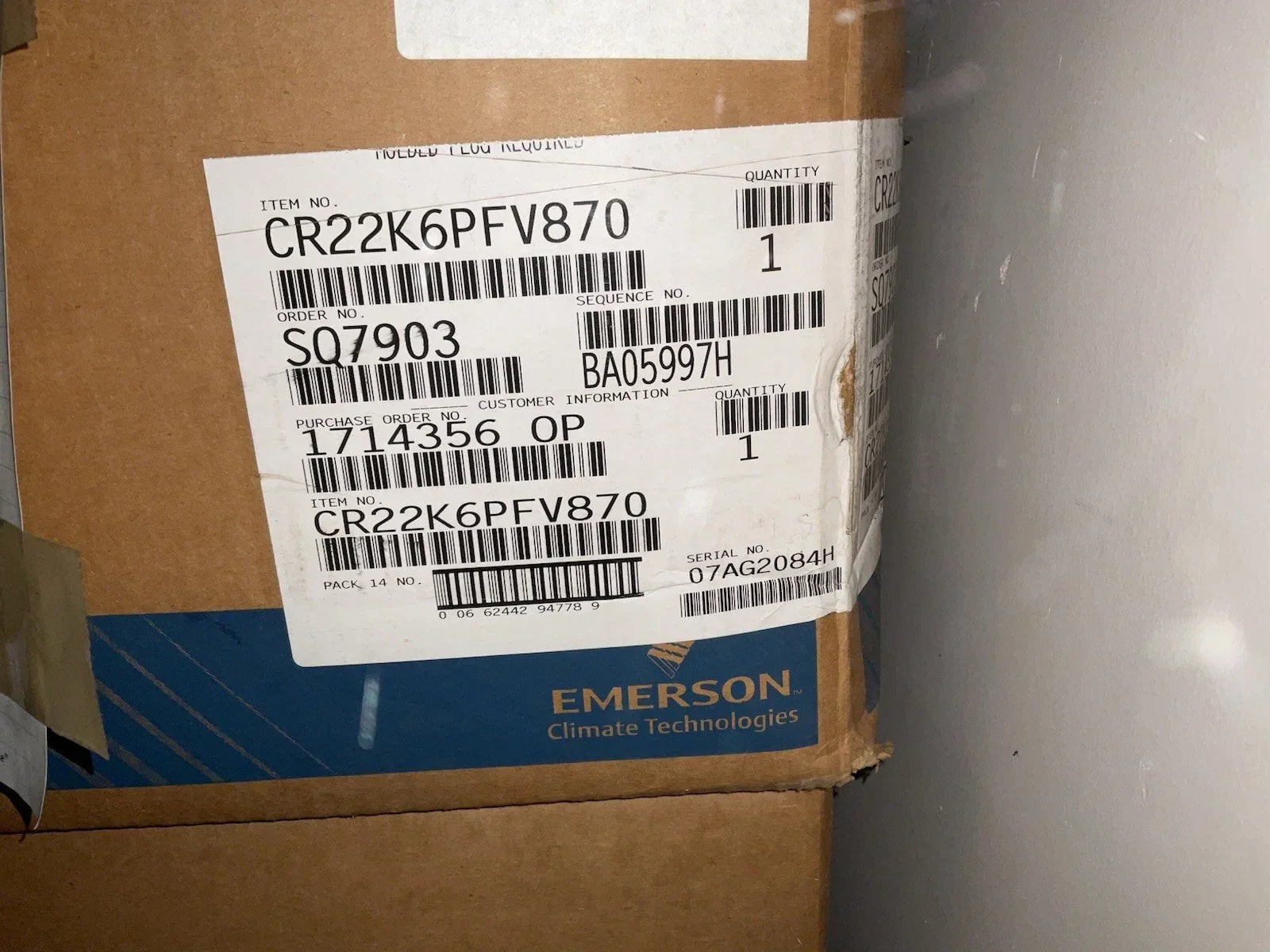 CR22K6PFV870 Genuine Copeland Scroll Compressor