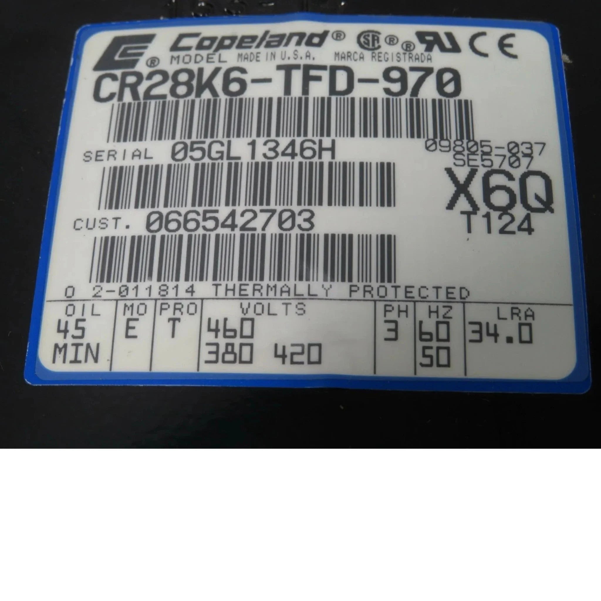 CR28K6TFD970 Copeland Scroll Compressor