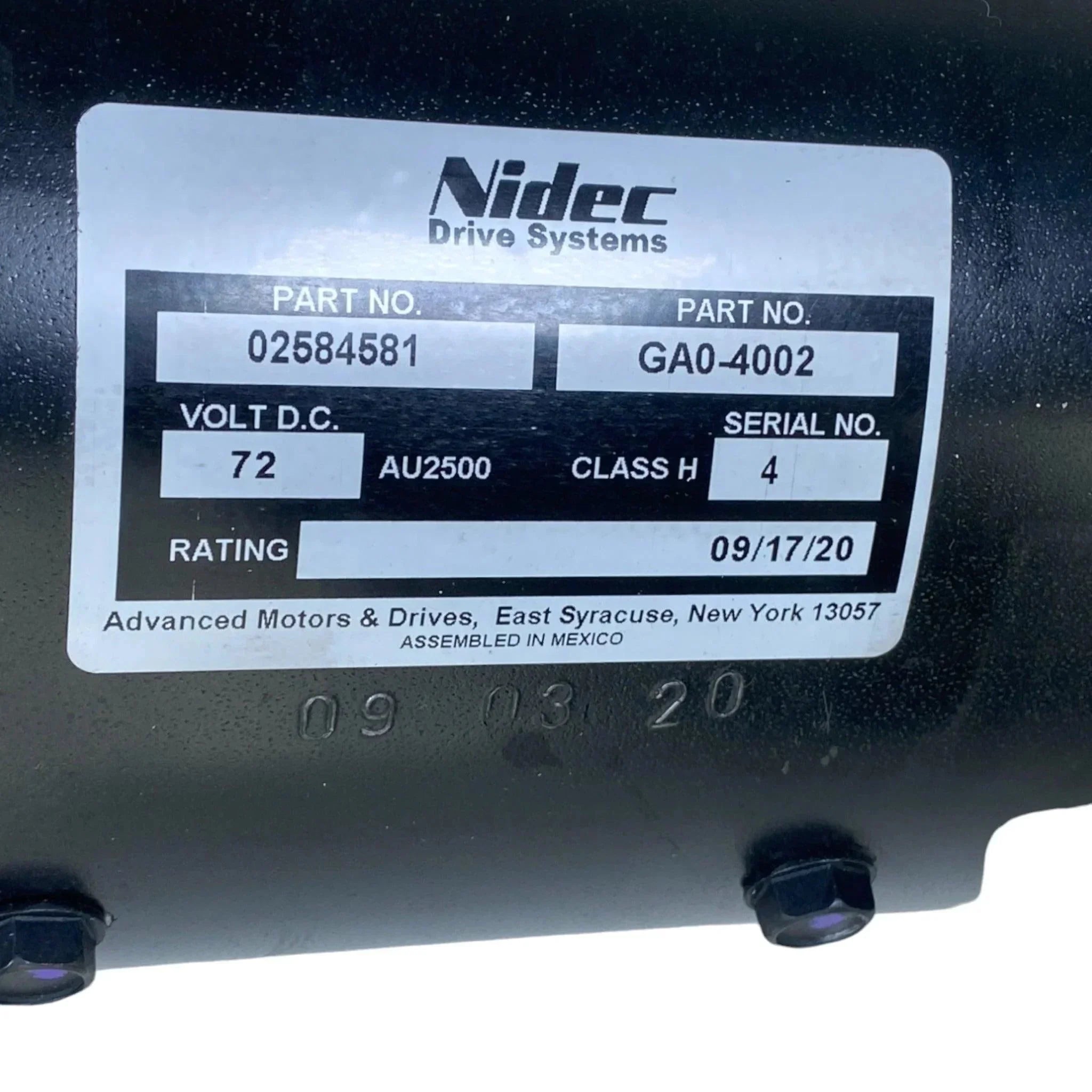 Ga0-4002 Genuine Nidec Electrical Motor 72V