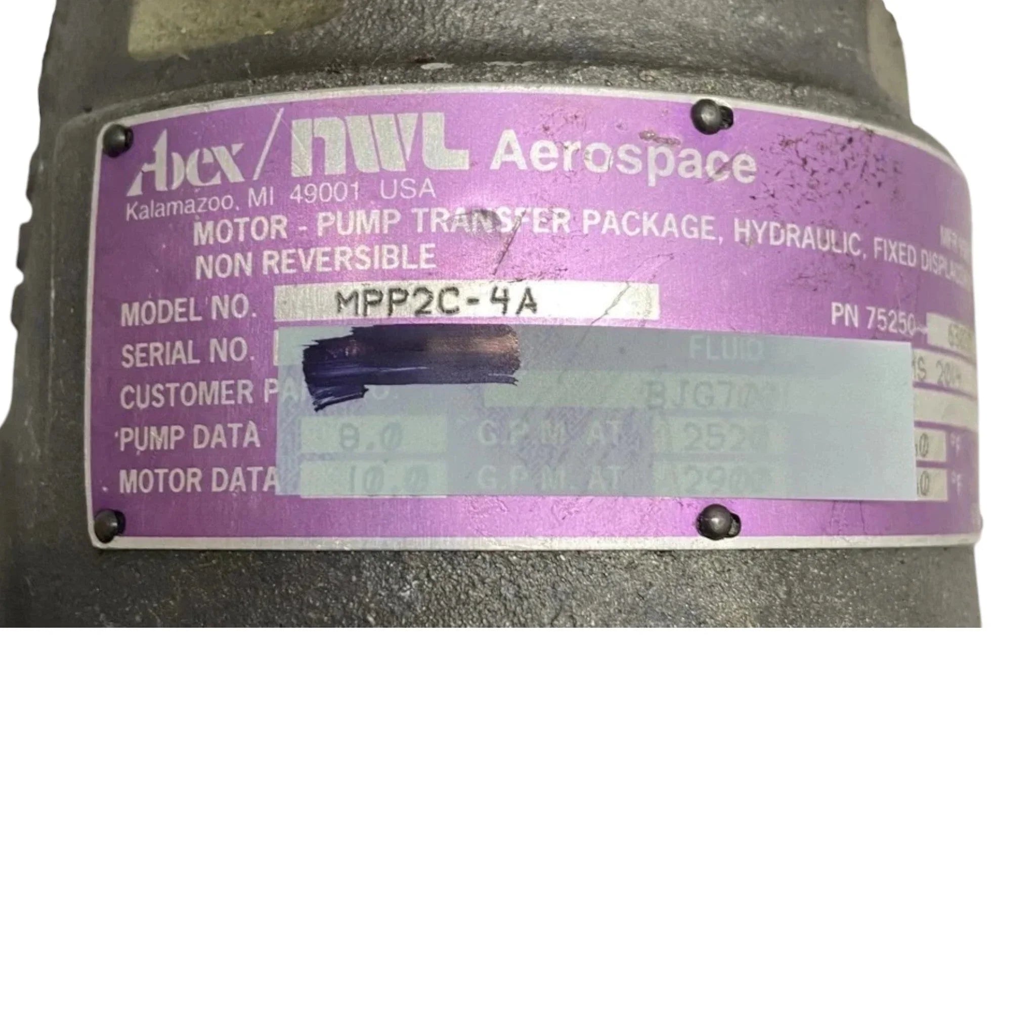 MPP2C-4A Abex Hydraulic Pump Motor Assembley