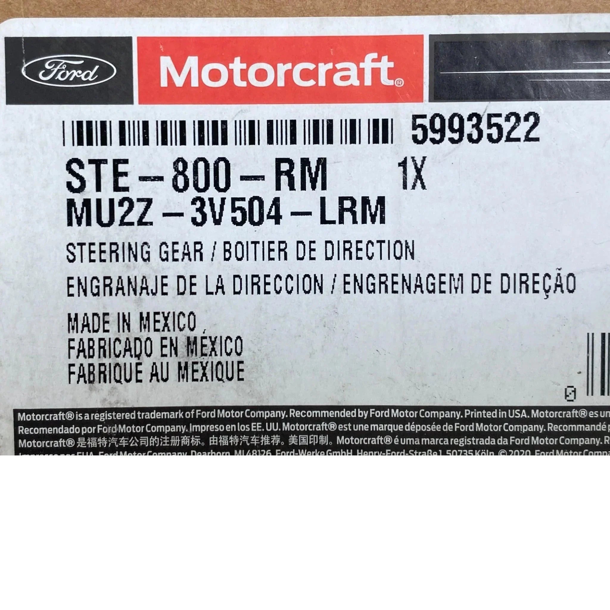 MU2Z-3V504-LRM Genuine Ford Steering Gear Assembly