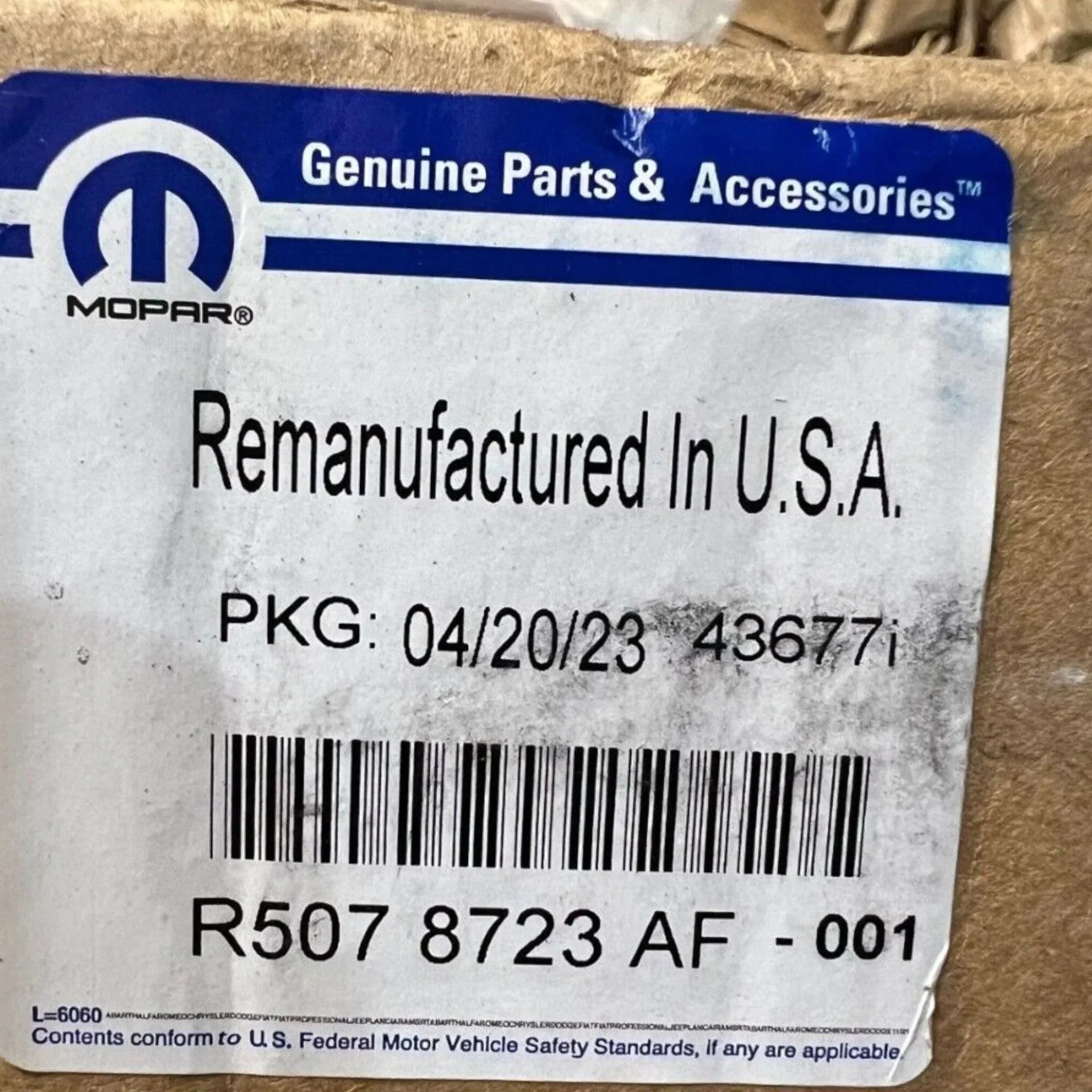 R5078723AF Genuine Mopar Automatic Transmission Valve Body