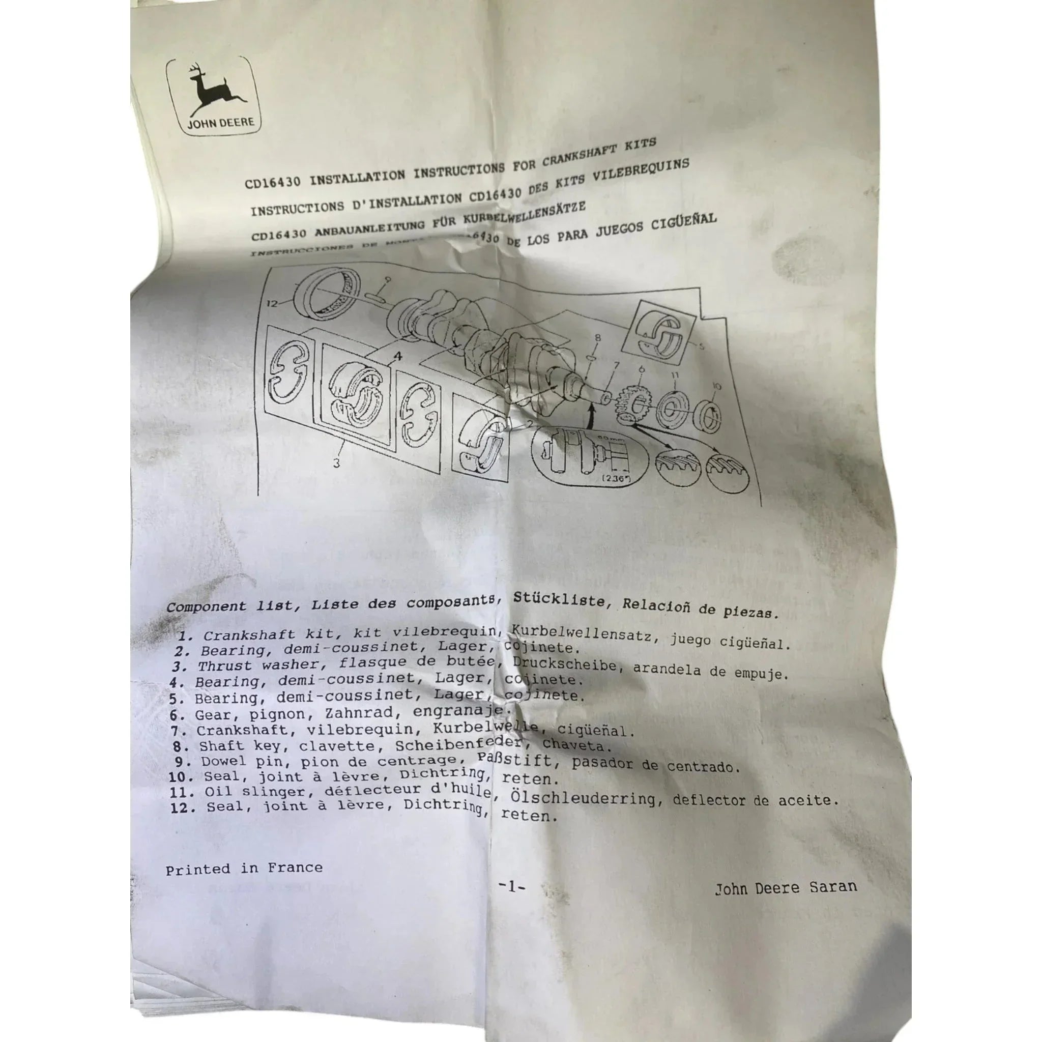 RE502190 John Deere Crankshaft