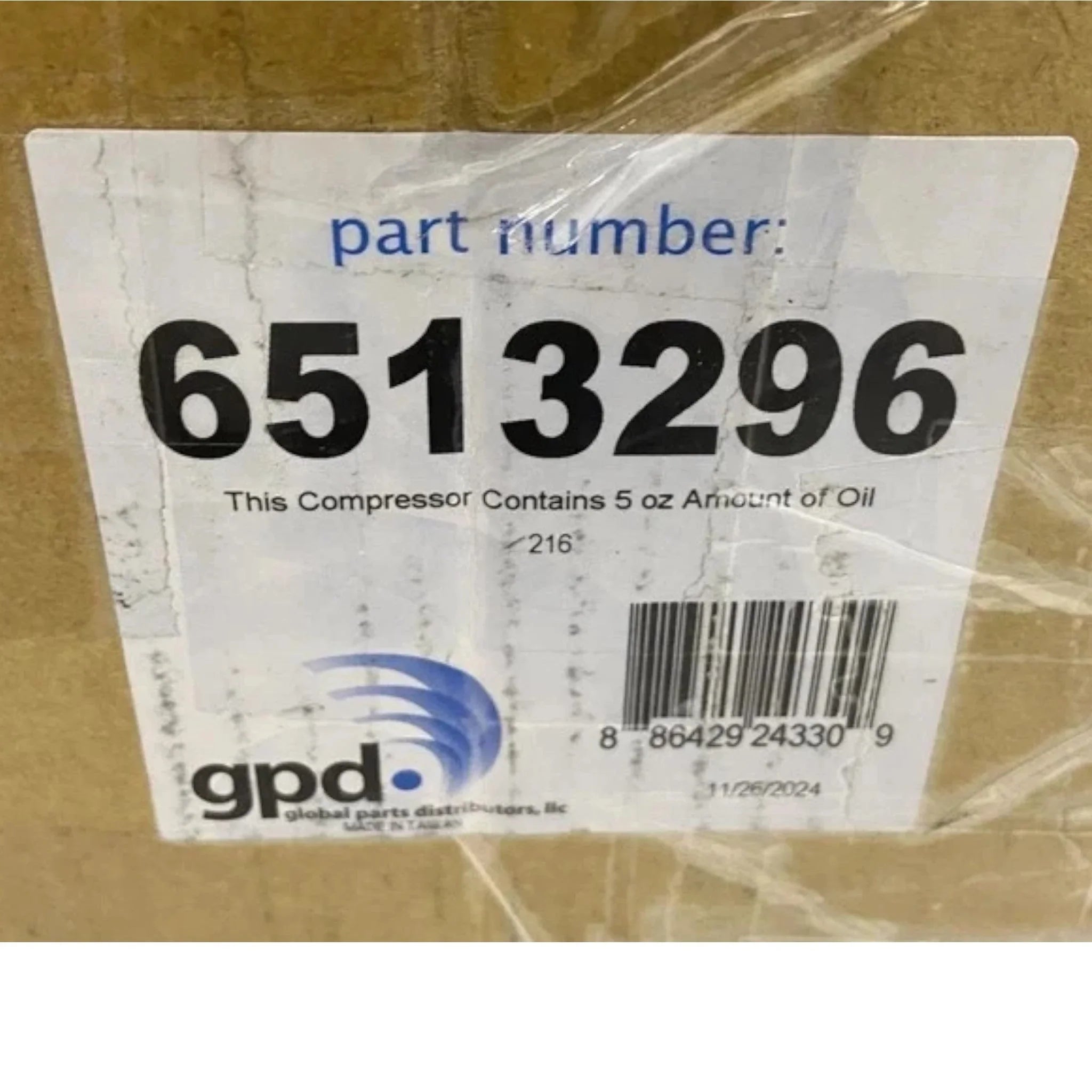 6513296 Global Parts Distributors A/C Compressor