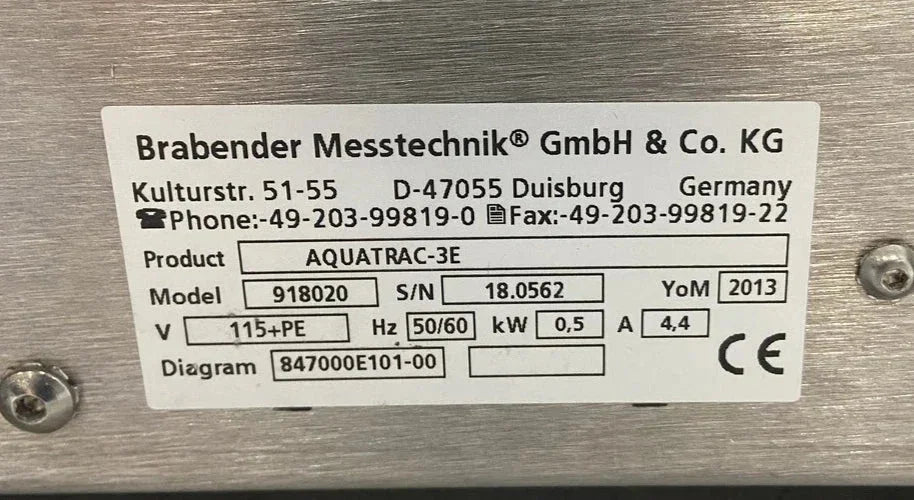 918020 Brabender Messtechnik Water Selective Moisture Analyzer