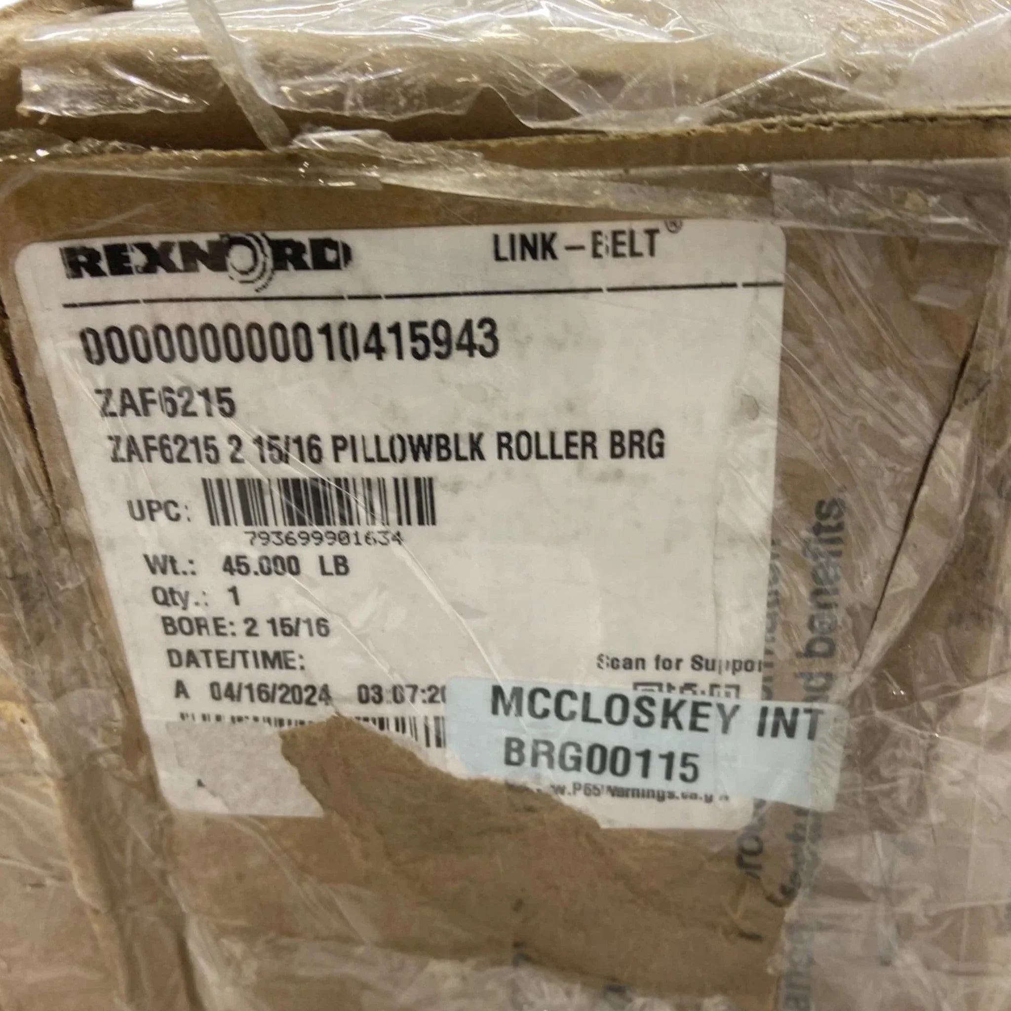 ZAF6215 Genuine Rexnord Pillow Block Roller Bearing