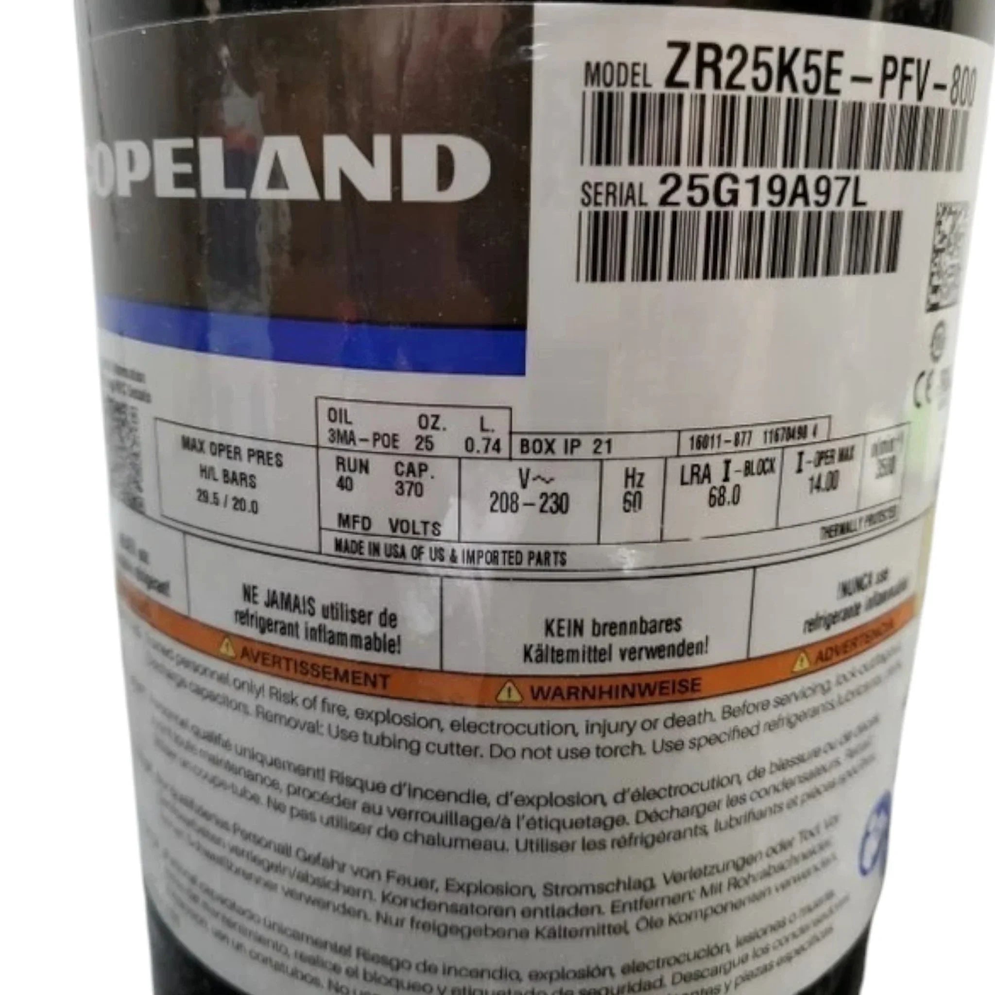 ZR25K5EPFV800 Genuine Copeland Scroll Compressor