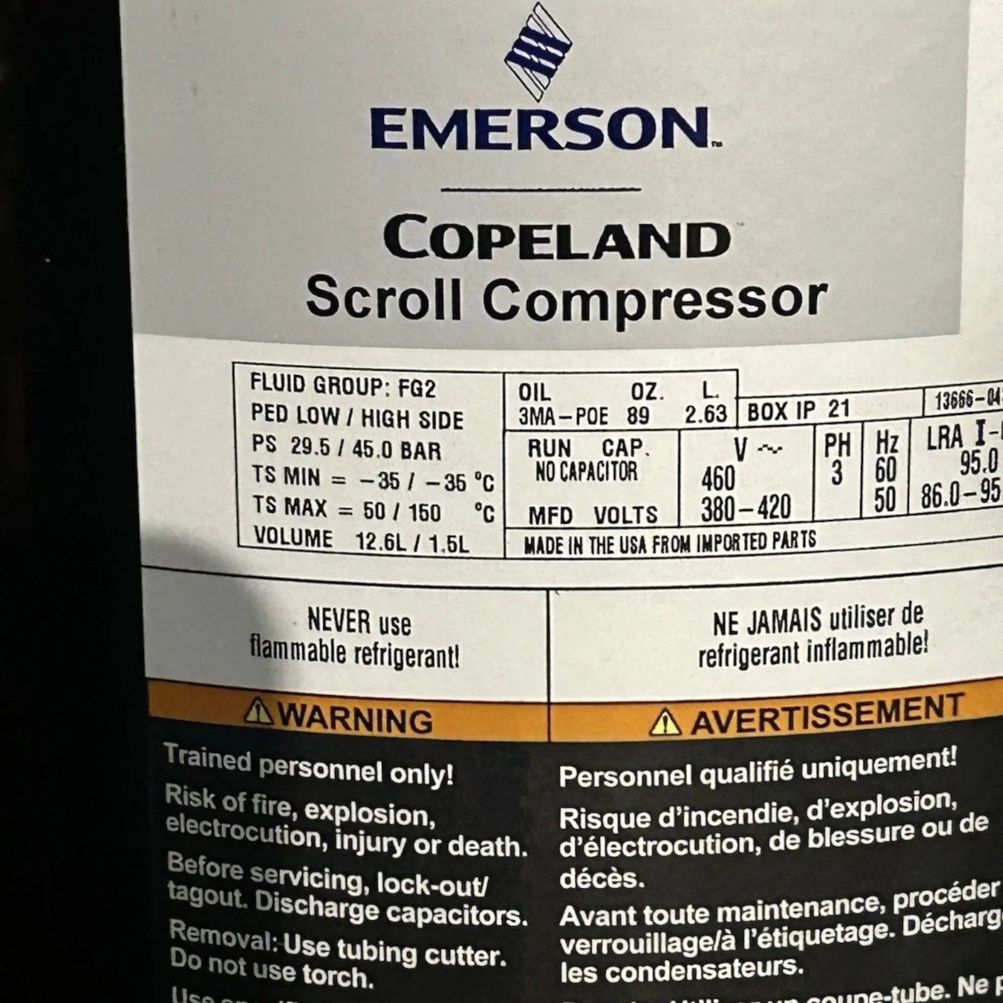 ZP90KCE-TFD-950 Genuine Copeland Scroll Compressor