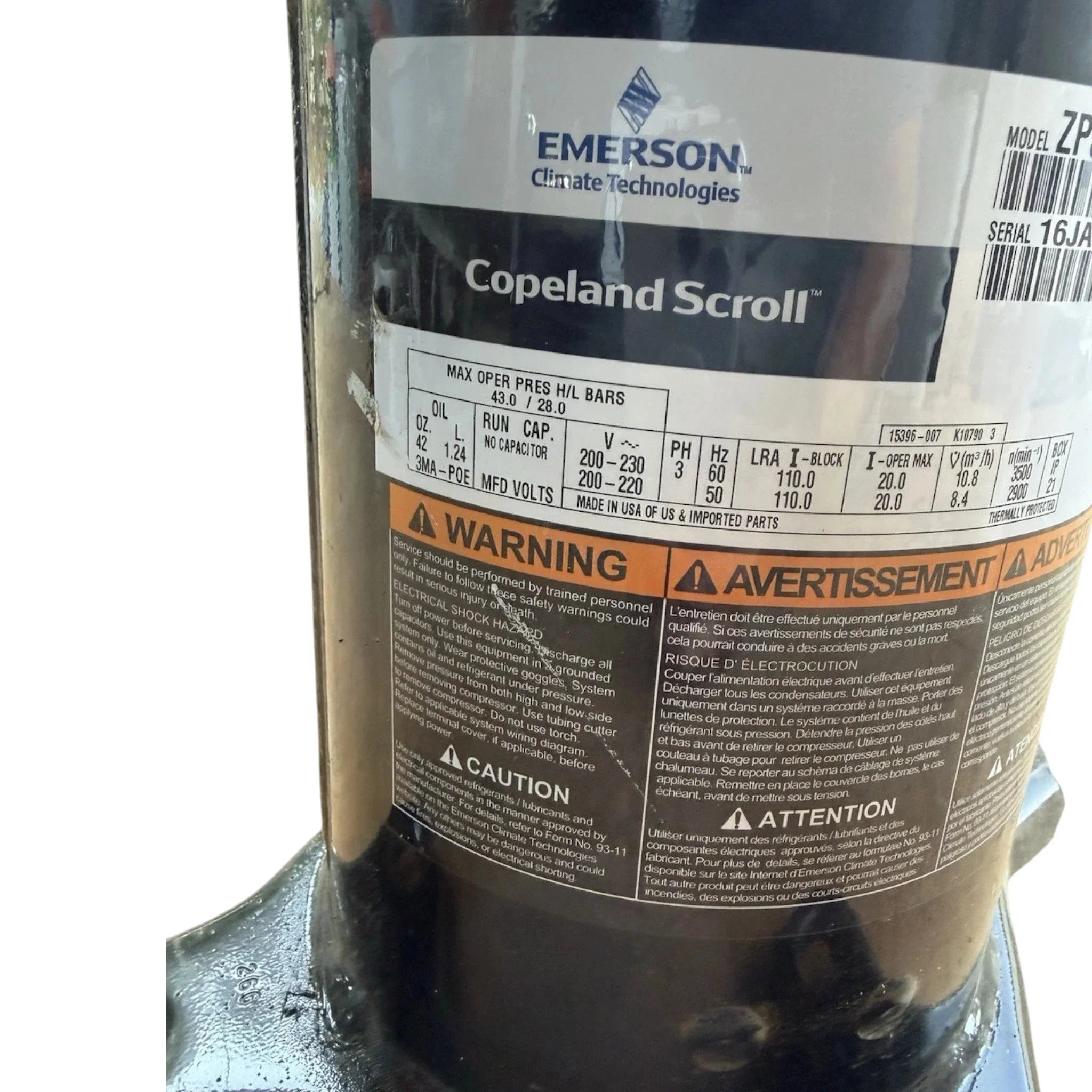 ZR54K5ETF5800 Genuine Copeland Scroll Compressor