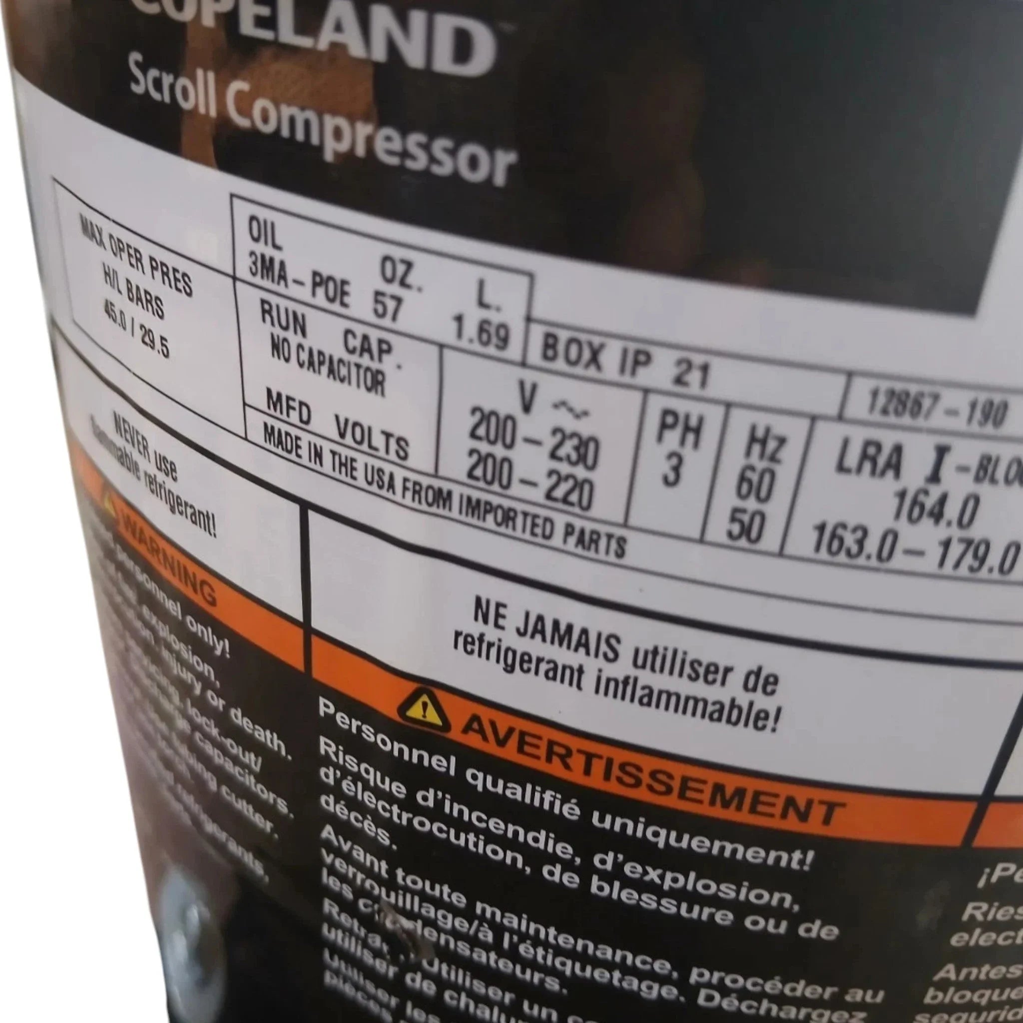 ZPT166KCETF5250 Genuine Copeland Scroll Compressor