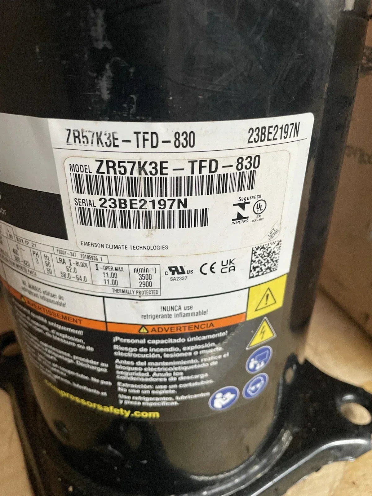 ZR57K3ETFD830 Genuine Copeland Scroll Compresor