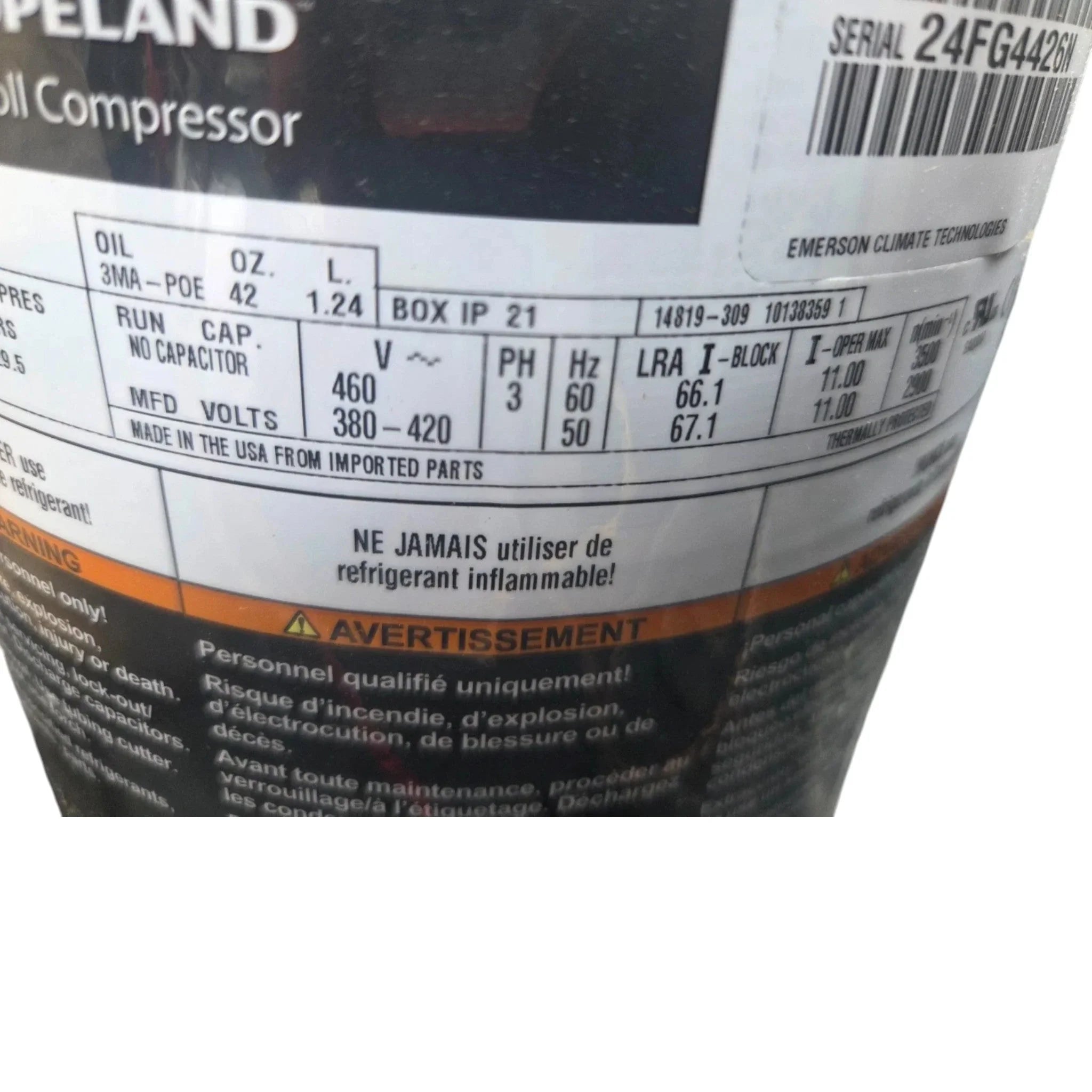 ZP61K5ETFD830 Copeland Scroll Compressor